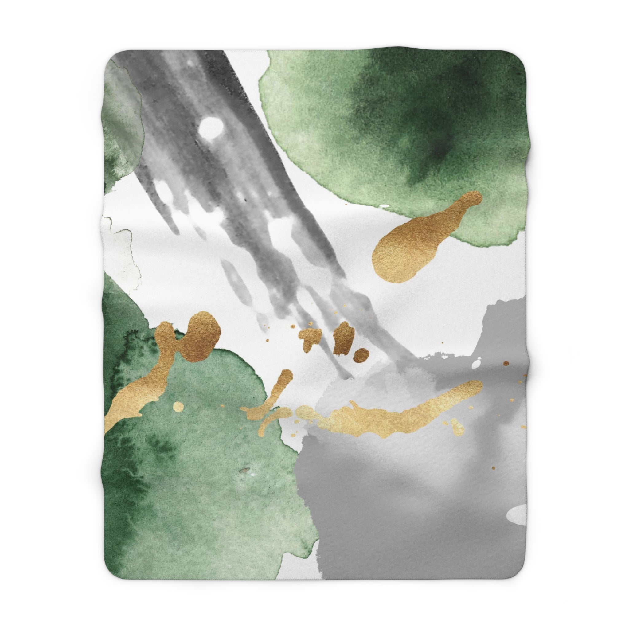 Abstract Comfy Blanket | Green White Gold Minimalist