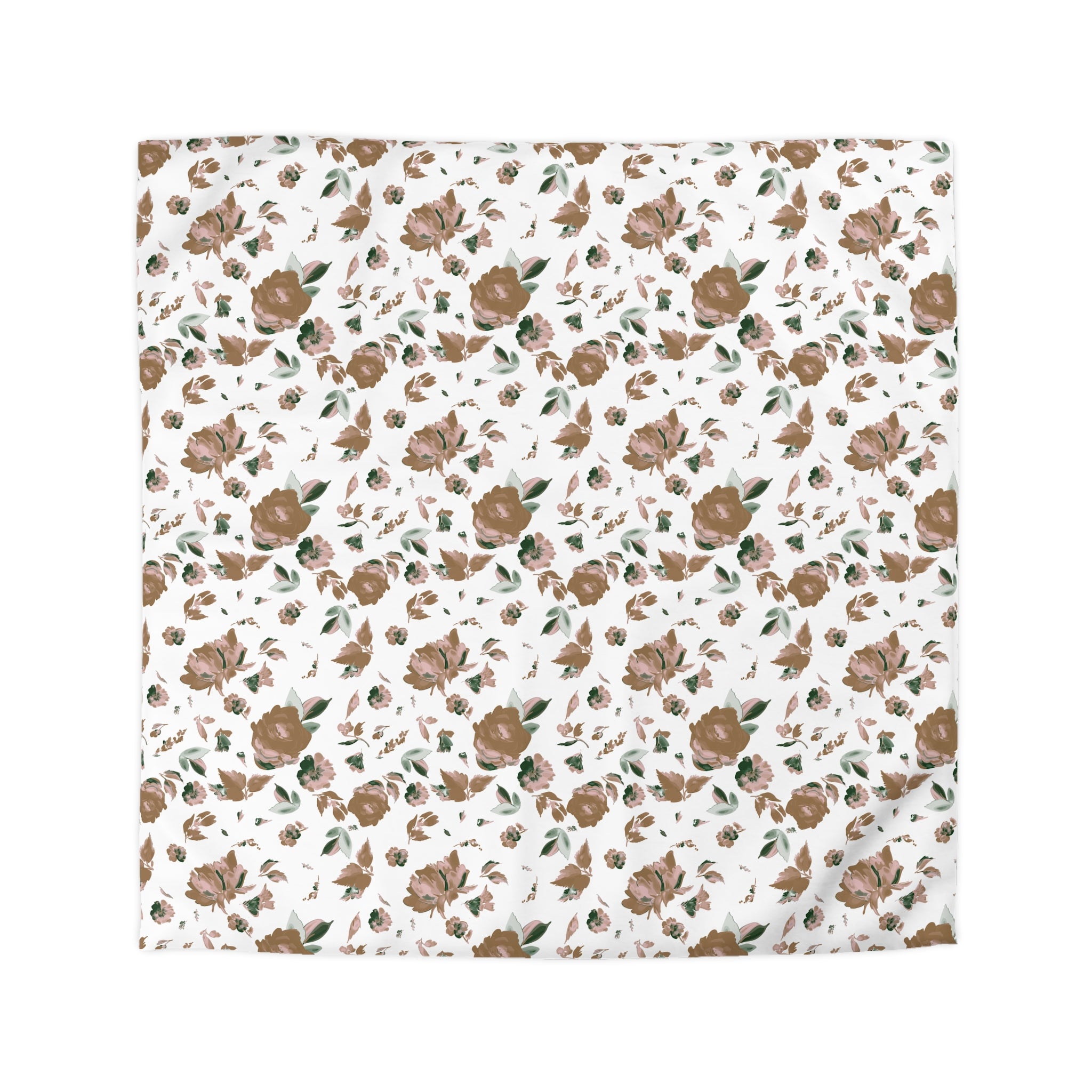 Floral Cotton Duvet, Pillow Cover | Beige Green White Bedroom Decor