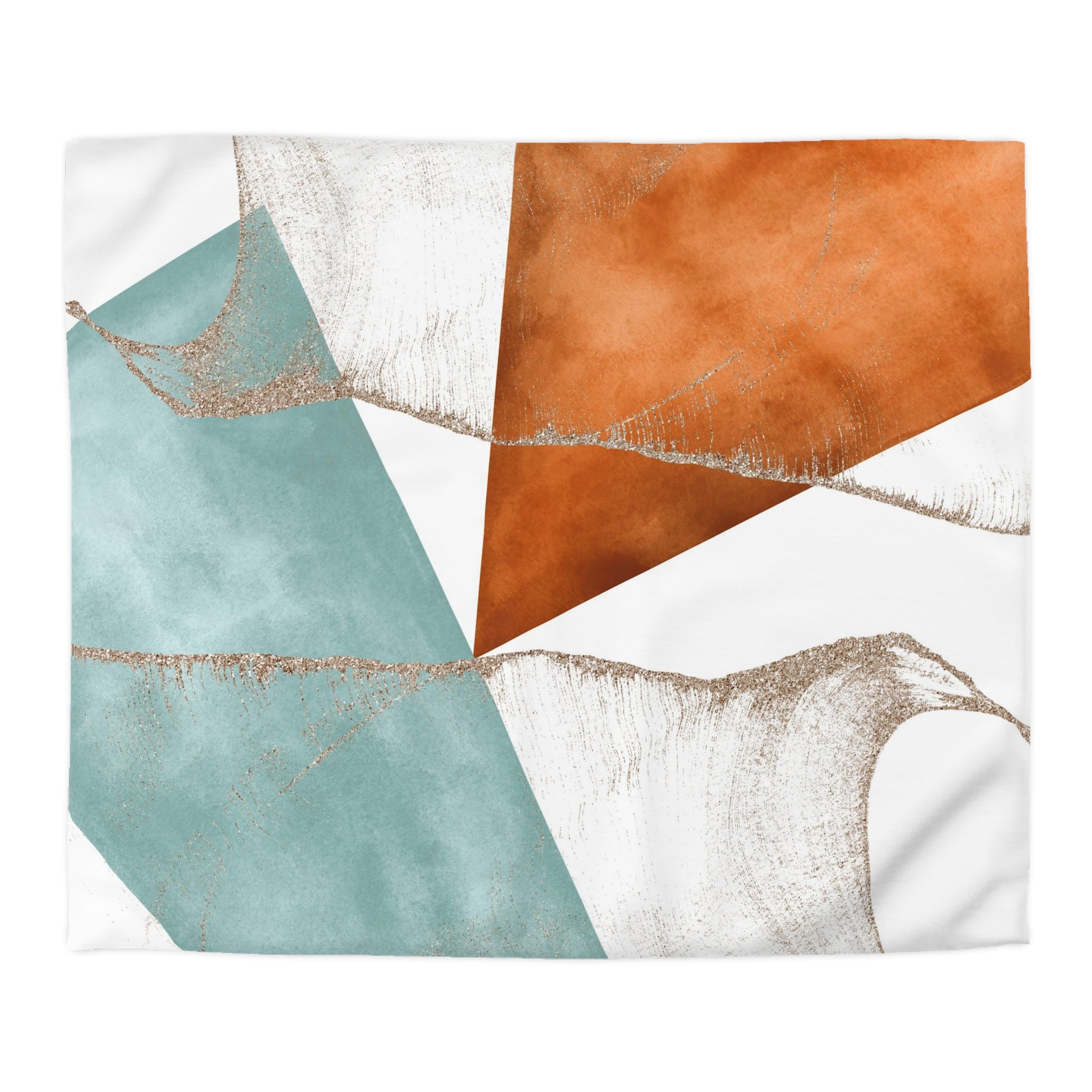 Abstract Duvet Cover | Burnt Orange, Powder Blue, White Geometric | Bedroom Decor