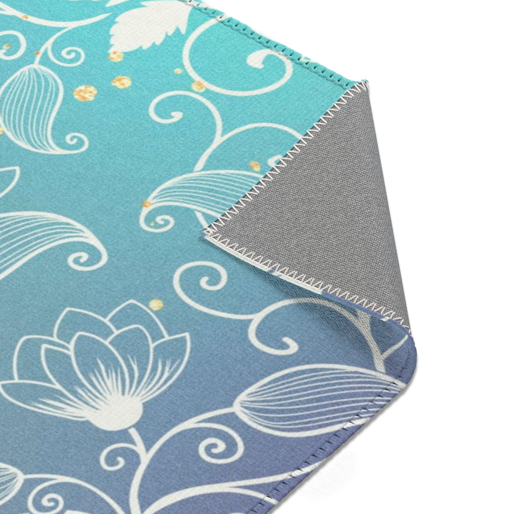 Rainbow Boho Area Rug | Colorful, White Floral Rug