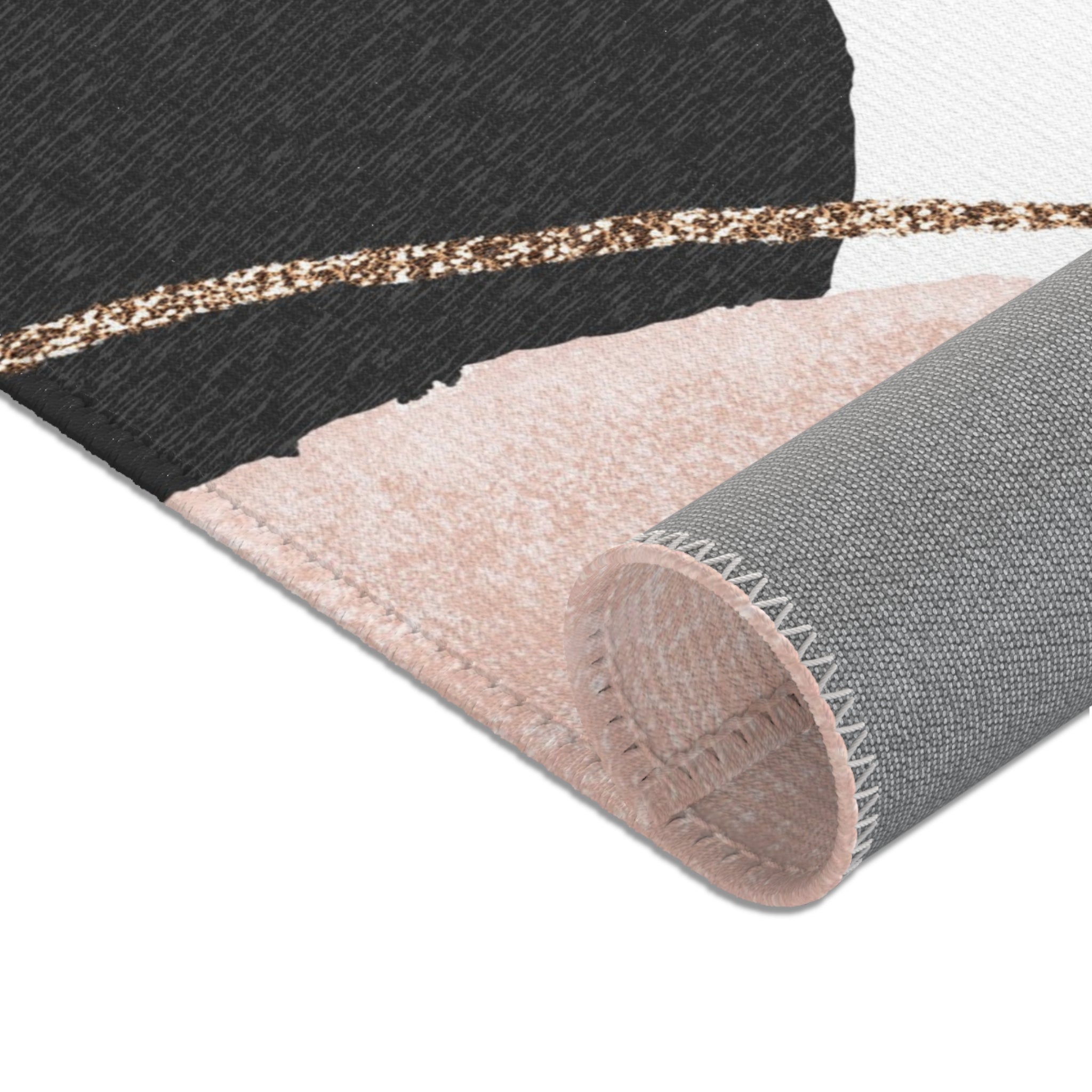 Abstract Area Rug | Blush Pink Black