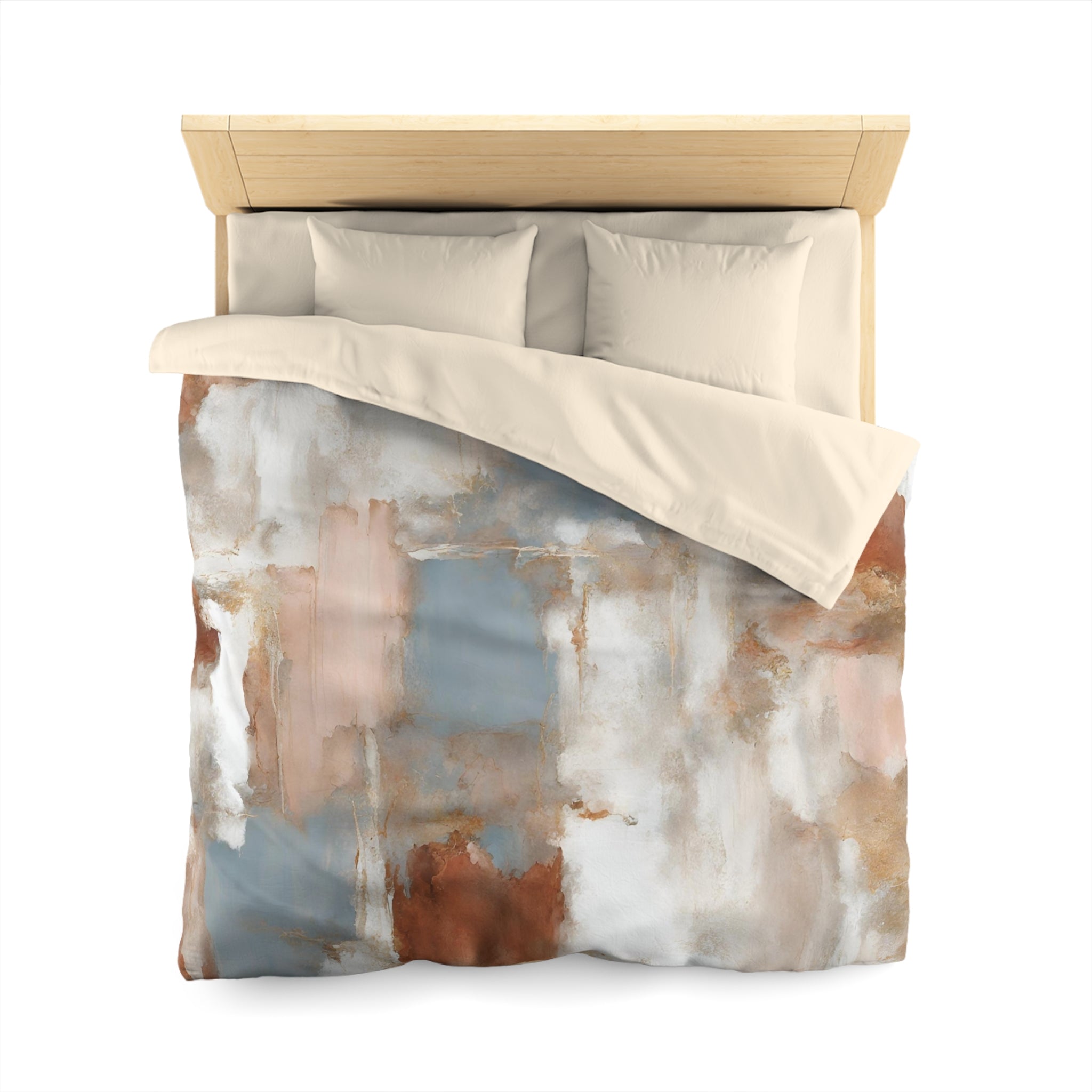 Abstract Duvet Cover | Beige Rust, blue White | Bedroom Decor