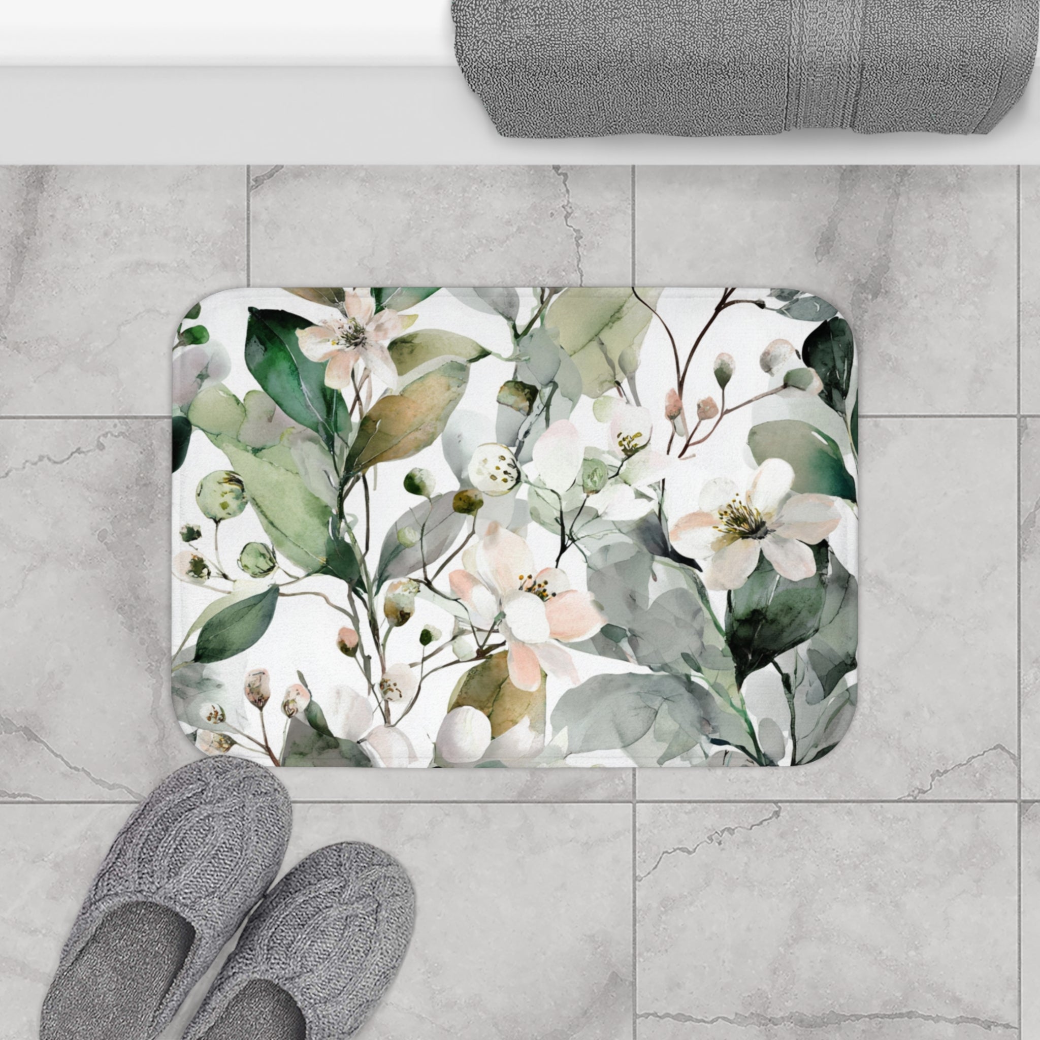 Floral Bath Mat | Botanical Forest Kitchen Mat