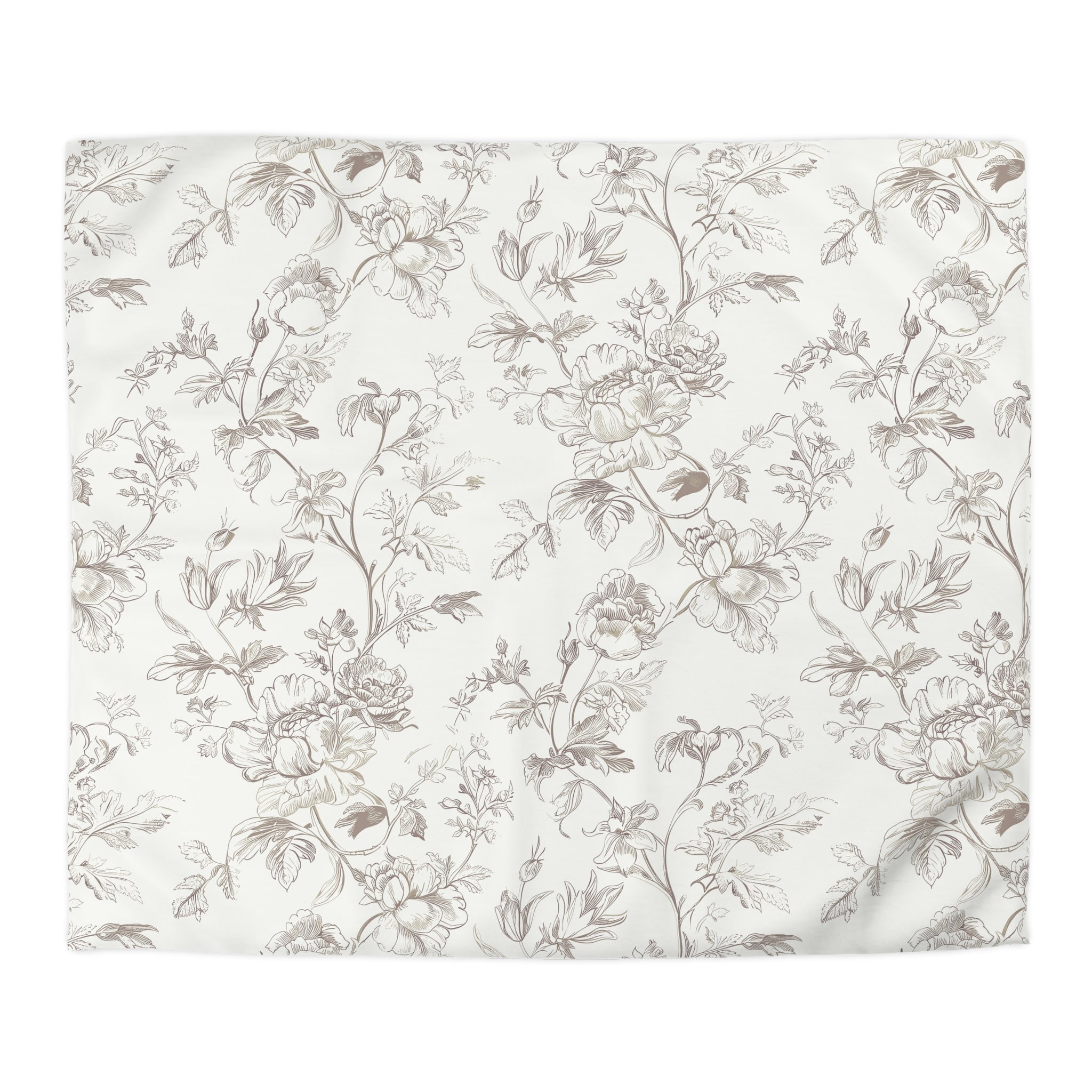 a repeating floral pattern with various types of flowers and leaves, creating a visually appealing and intricate design.