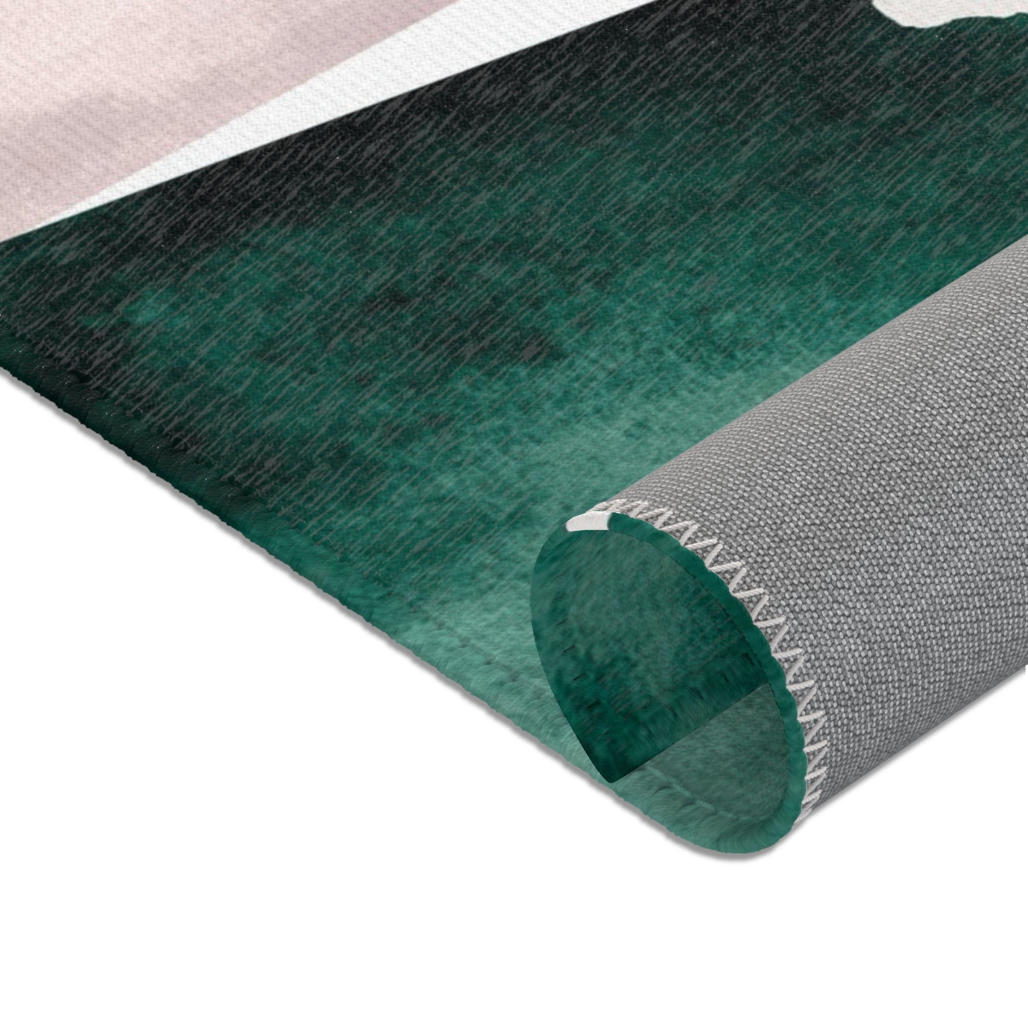 Abstract Area Rug | Geometric Watercolor, Green Blush White