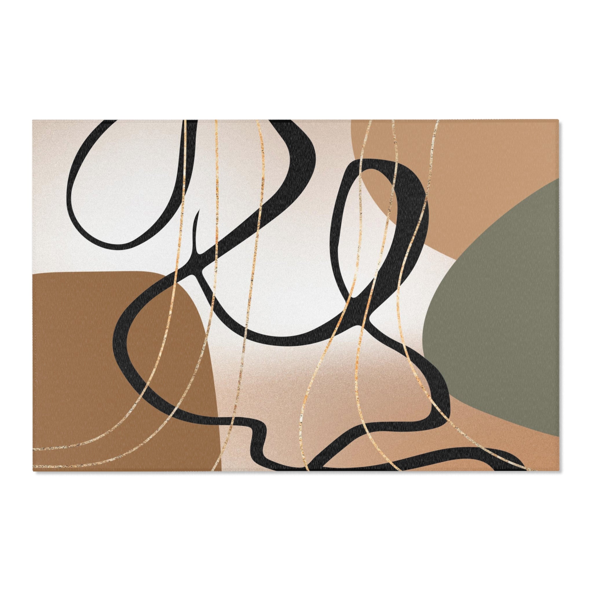 Abstract Area Rug | Beige Black