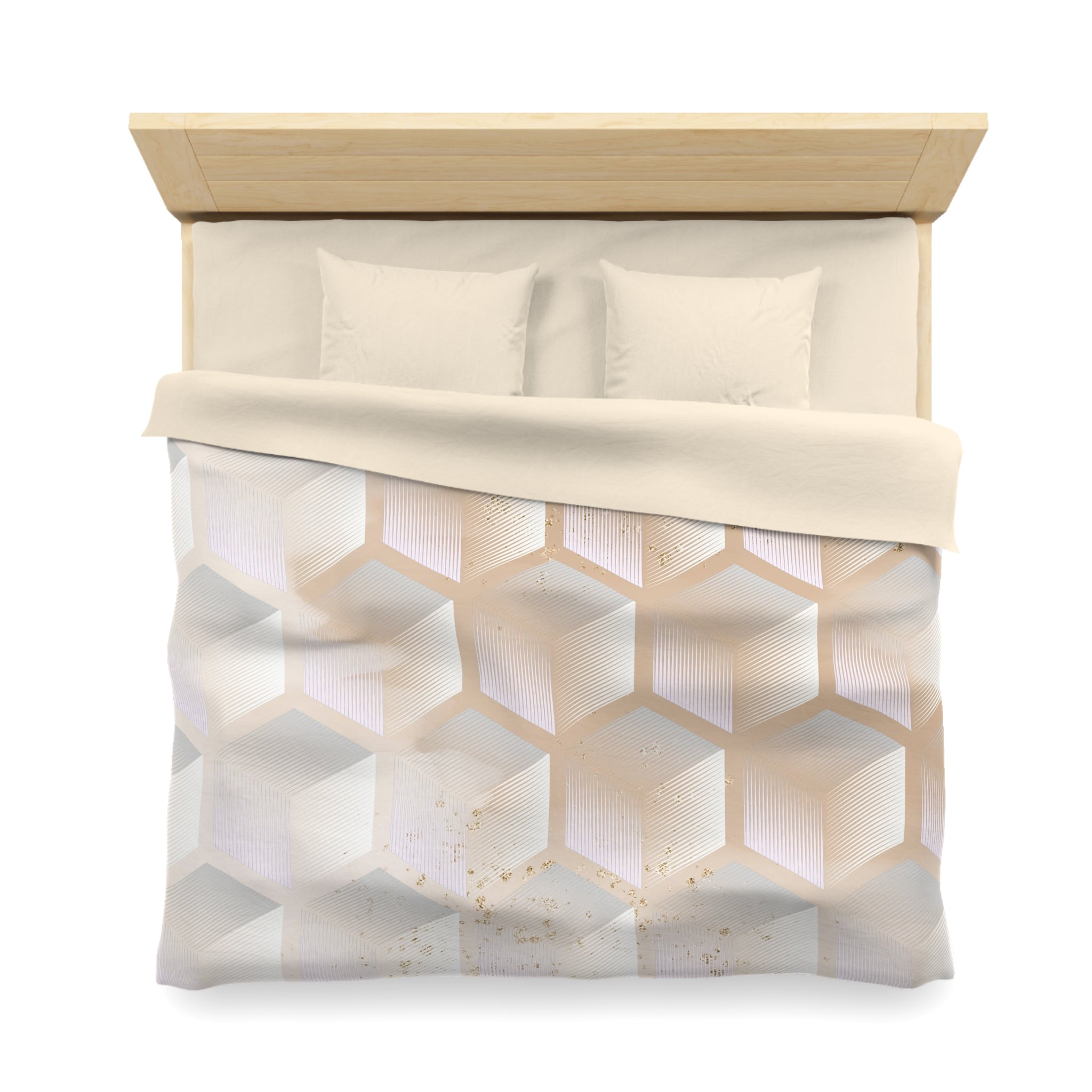 Geometric Duvet Cover | Pastel Pink Beige | Bedroom Decor