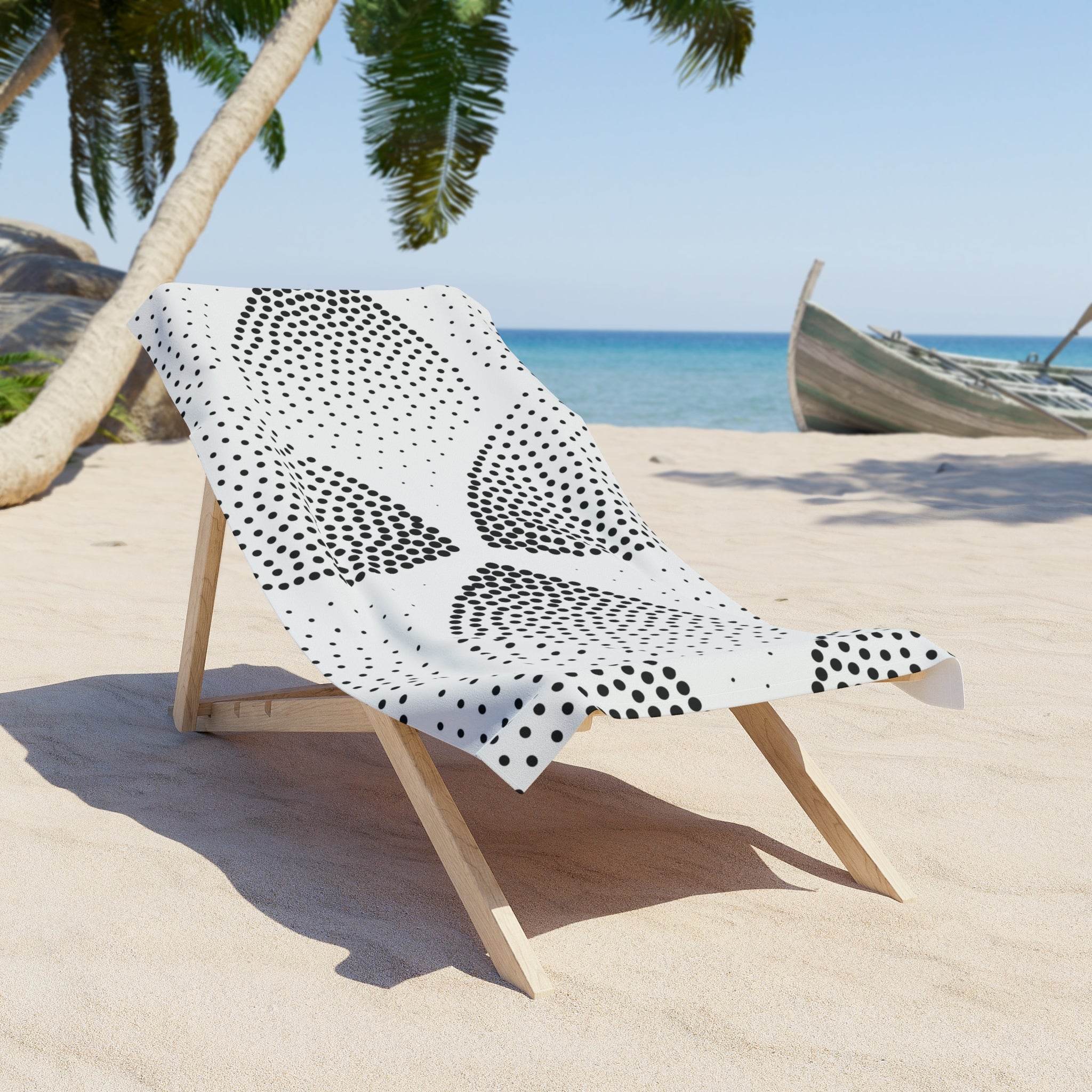 Art Deco Bath, Beach Towel | Black White Minimalist Geometric