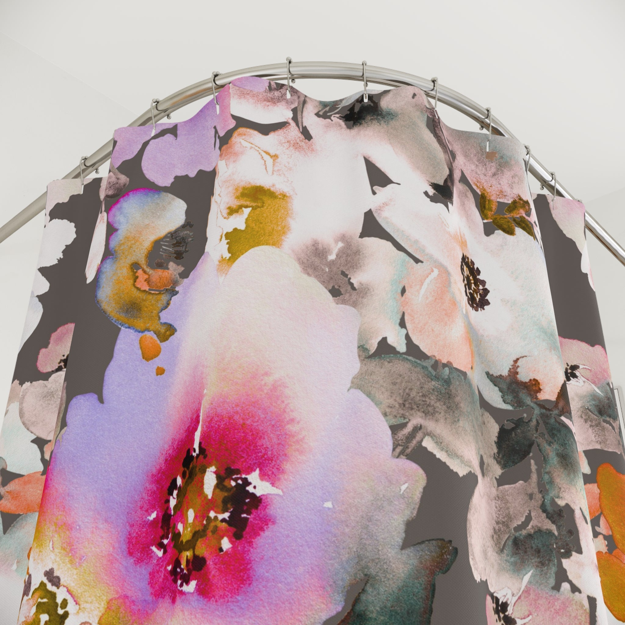 Floral Shower Curtain | White Pink Bathroom Decor