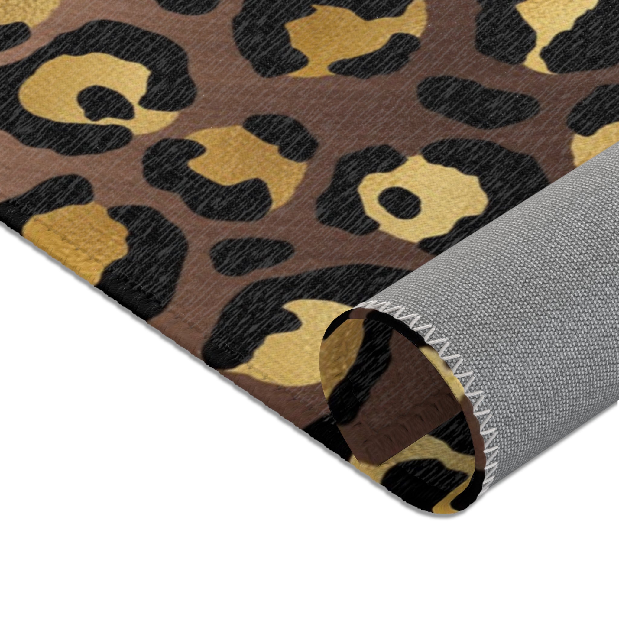 Beige Leopard Large Area Rug | Gold Brown, Black Animal Print