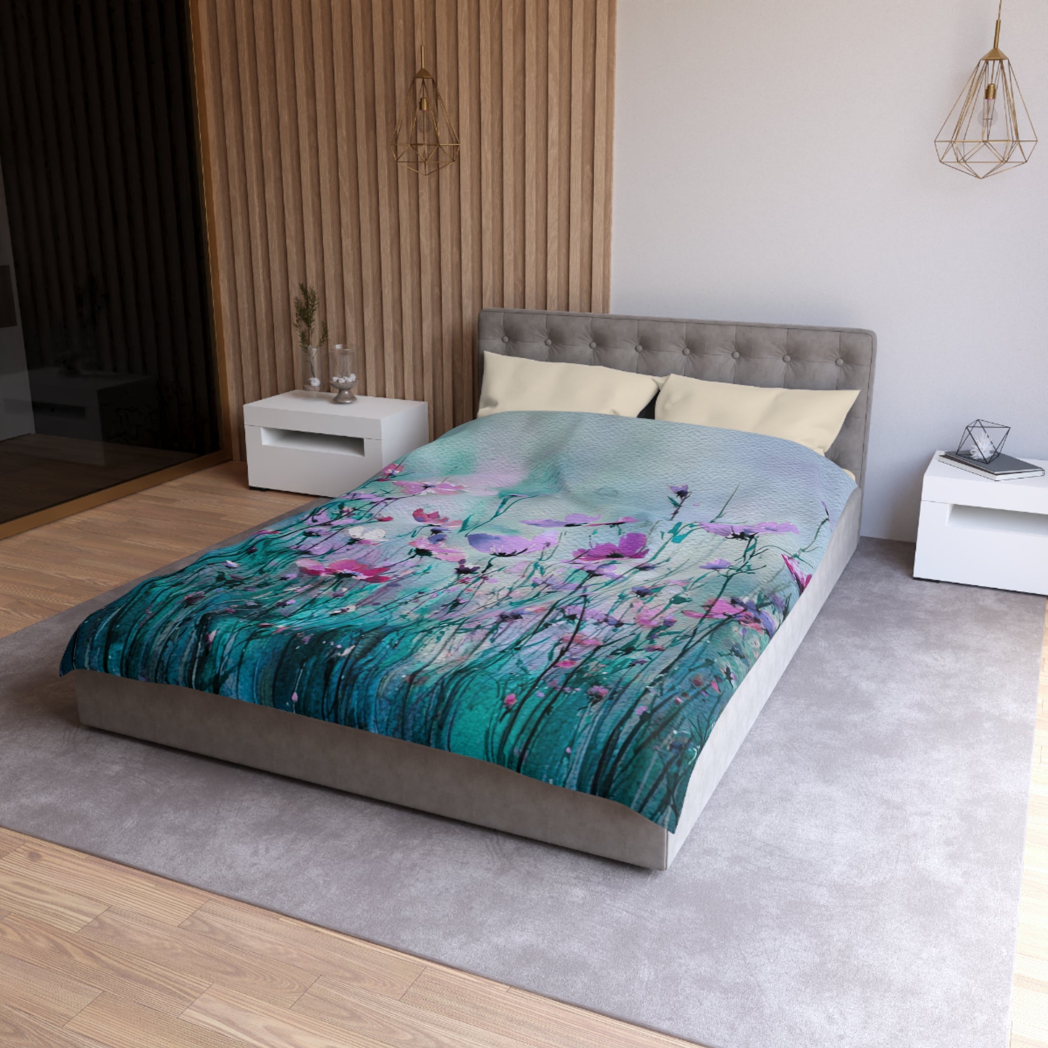 Floral Duvet, Pillow Cover | Teal Blue Bedroom Decor