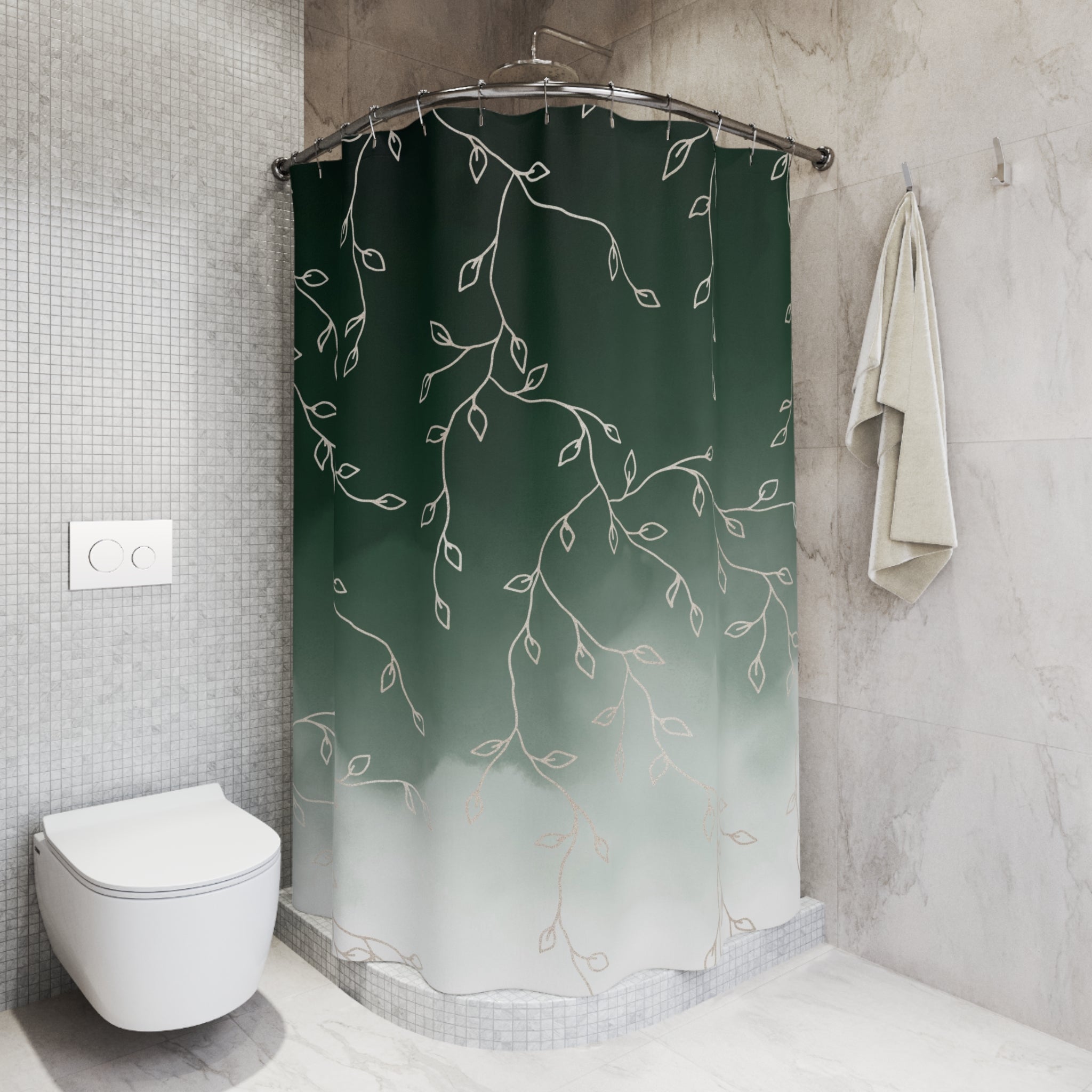 Green Shower Curtain | Ombre, Hygge Leaves