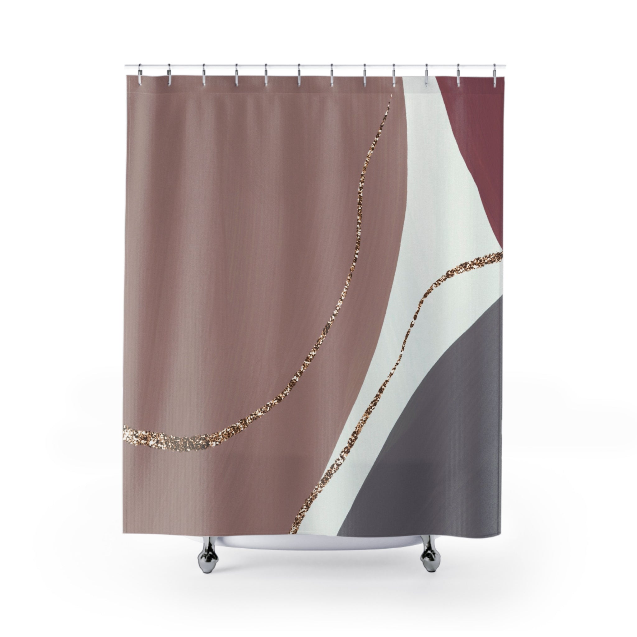 Abstract Shower Curtain | Cinnamon Mauve, Slate Grey