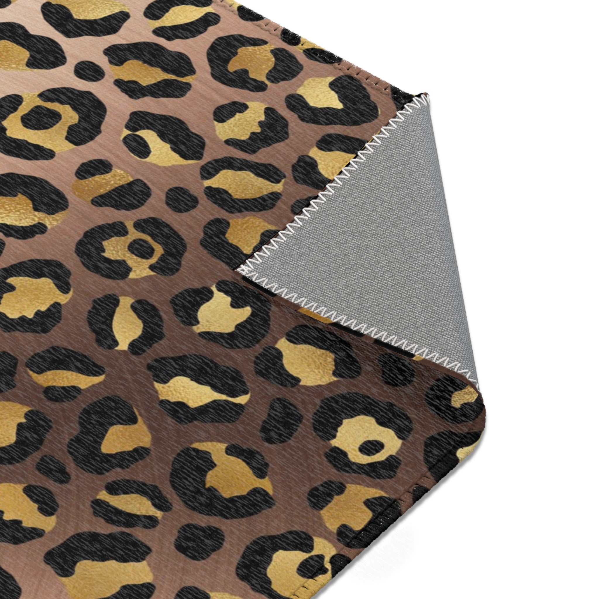 Beige Leopard Large Area Rug | Gold Brown, Black Animal Print