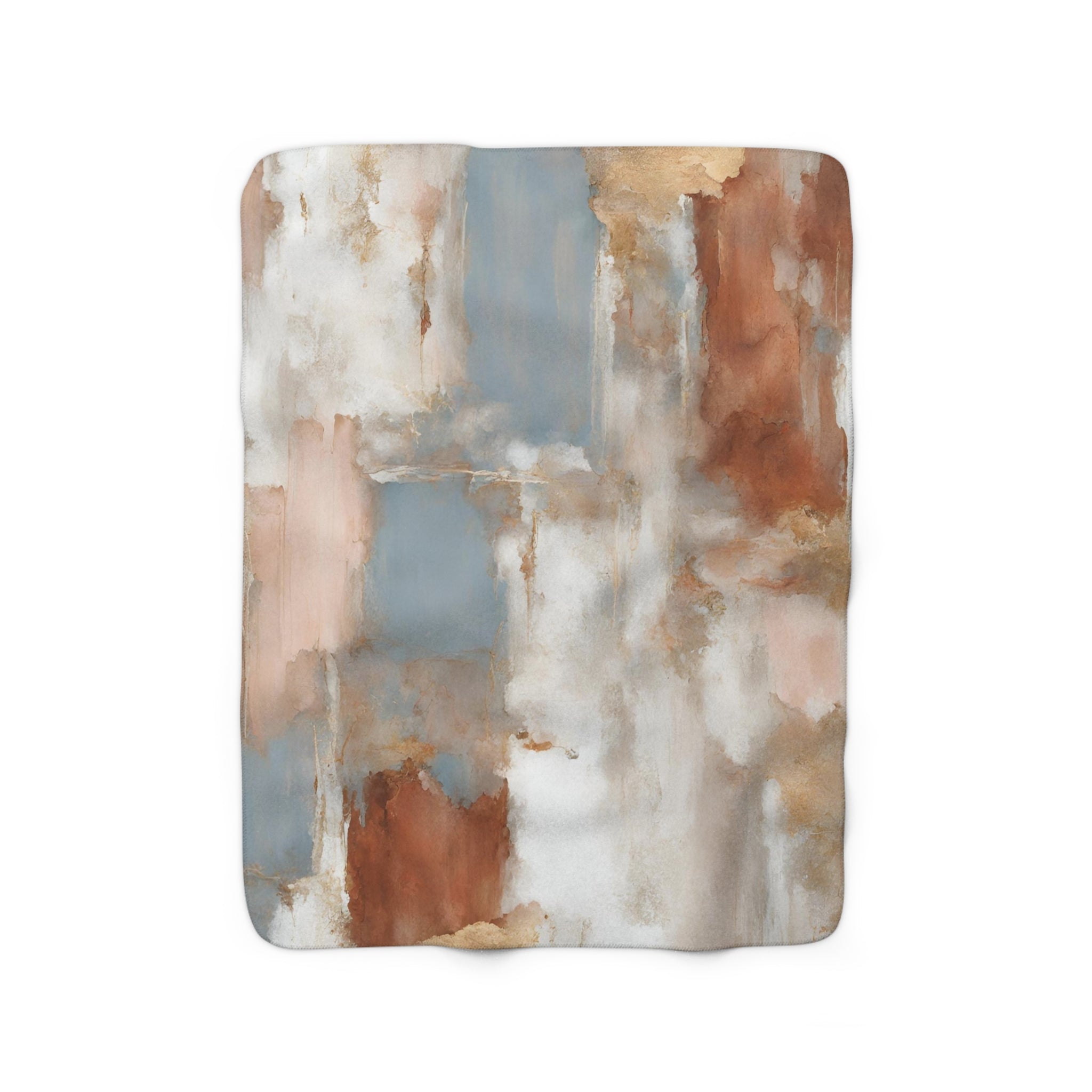Abstract Boho Couch Throw Blanket | Beige Rust, blue White