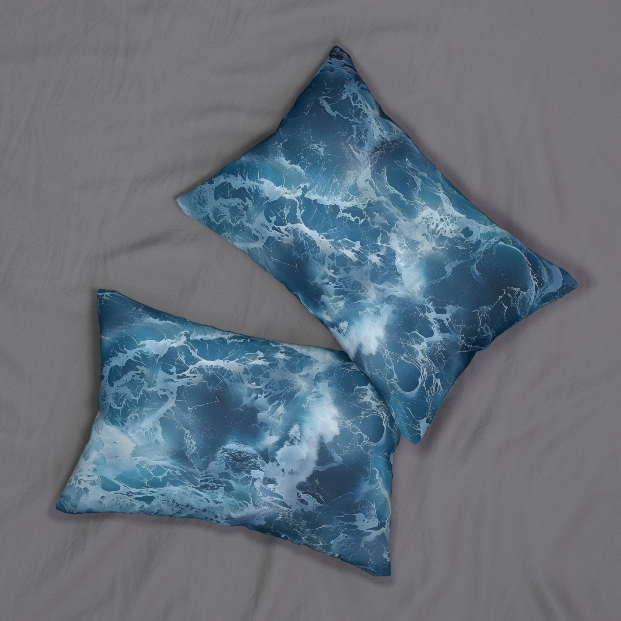 Ocean Blue Lumbar Pillow | Beach Coastal Decor, Watercolor