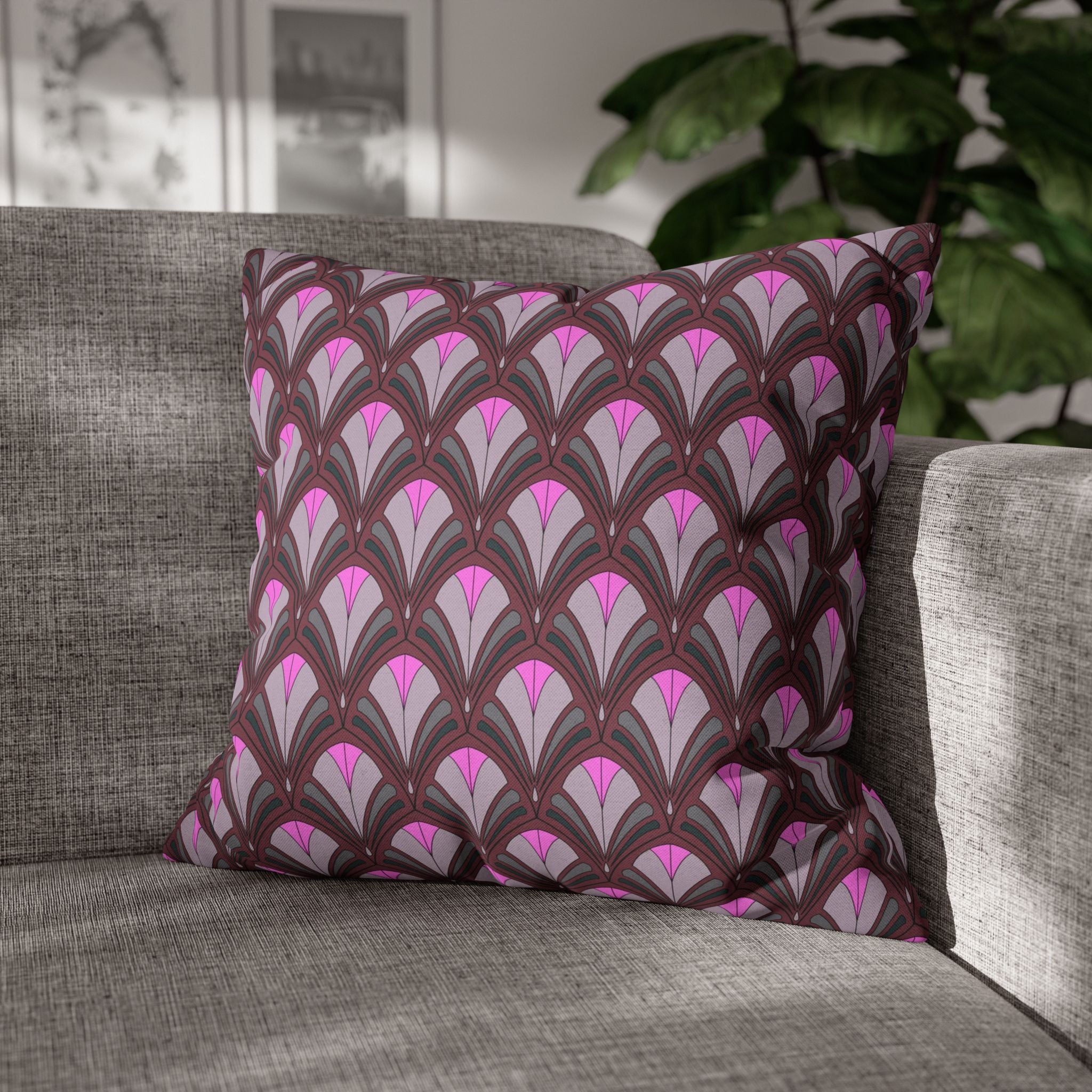 Abstract Pillow Cover | Pink Grey Burgundy Minimalist Geometric