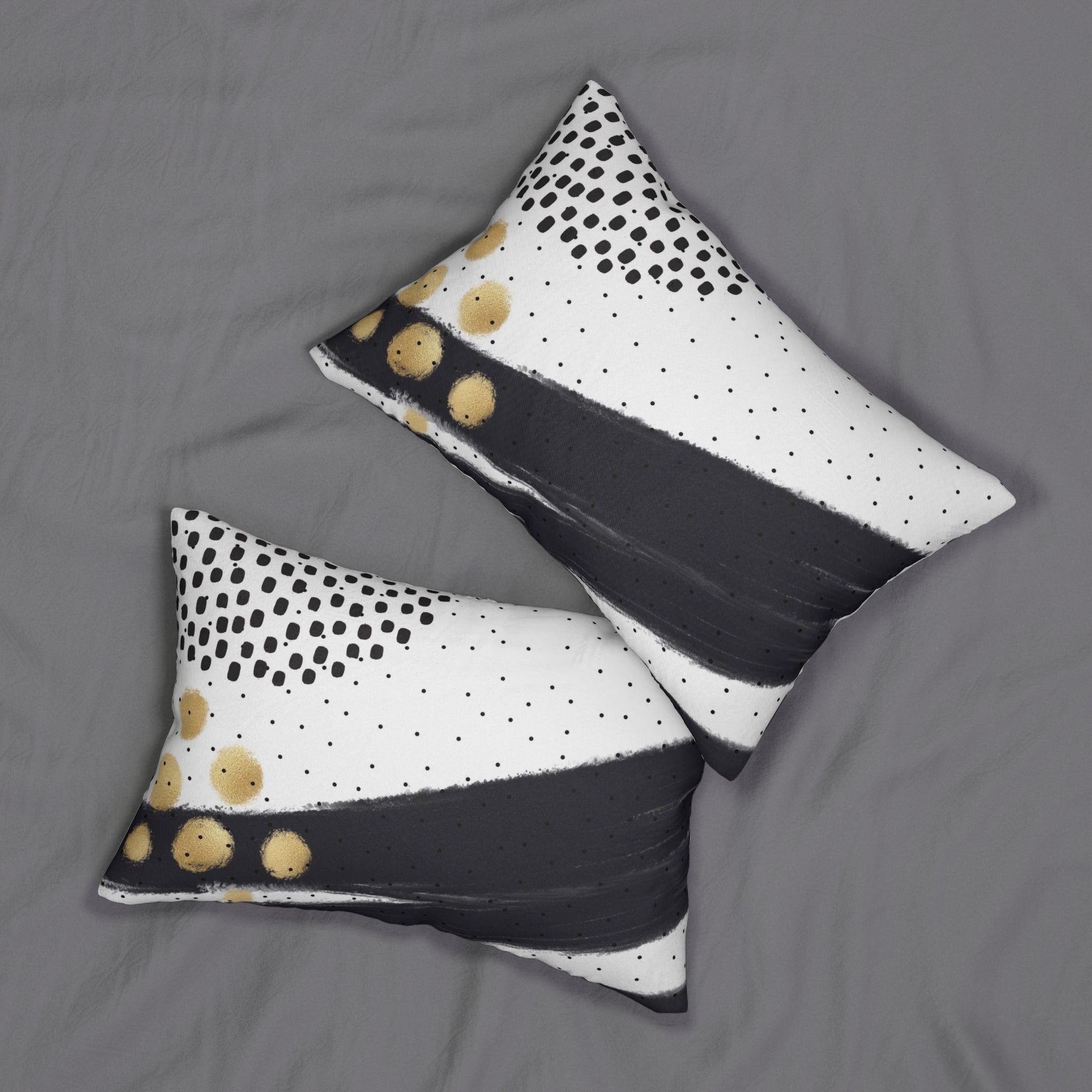 Abstract Lumbar Pillow | Black White Gold