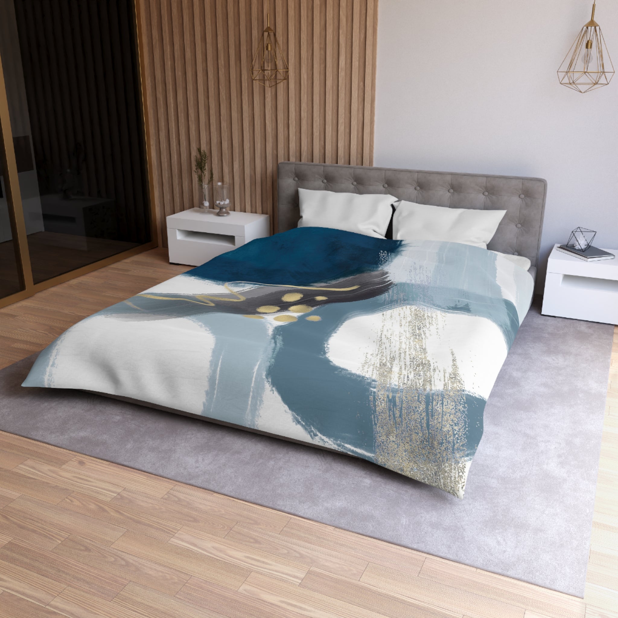 Abstract Duvet Cover | Blue White Grey Bedding Boho Decor