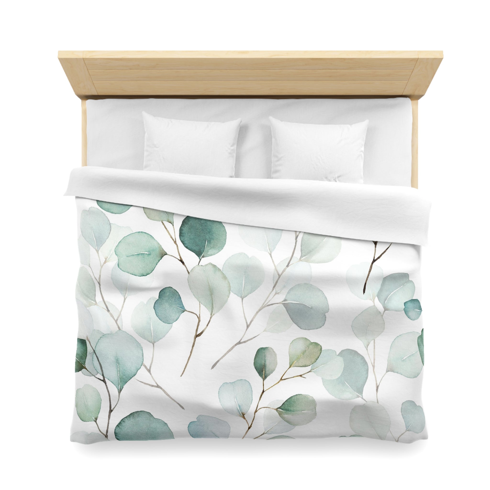 Floral Duvet, Pillow Cover Set | Sage Green Euclyptus Leaves Bedroom Set