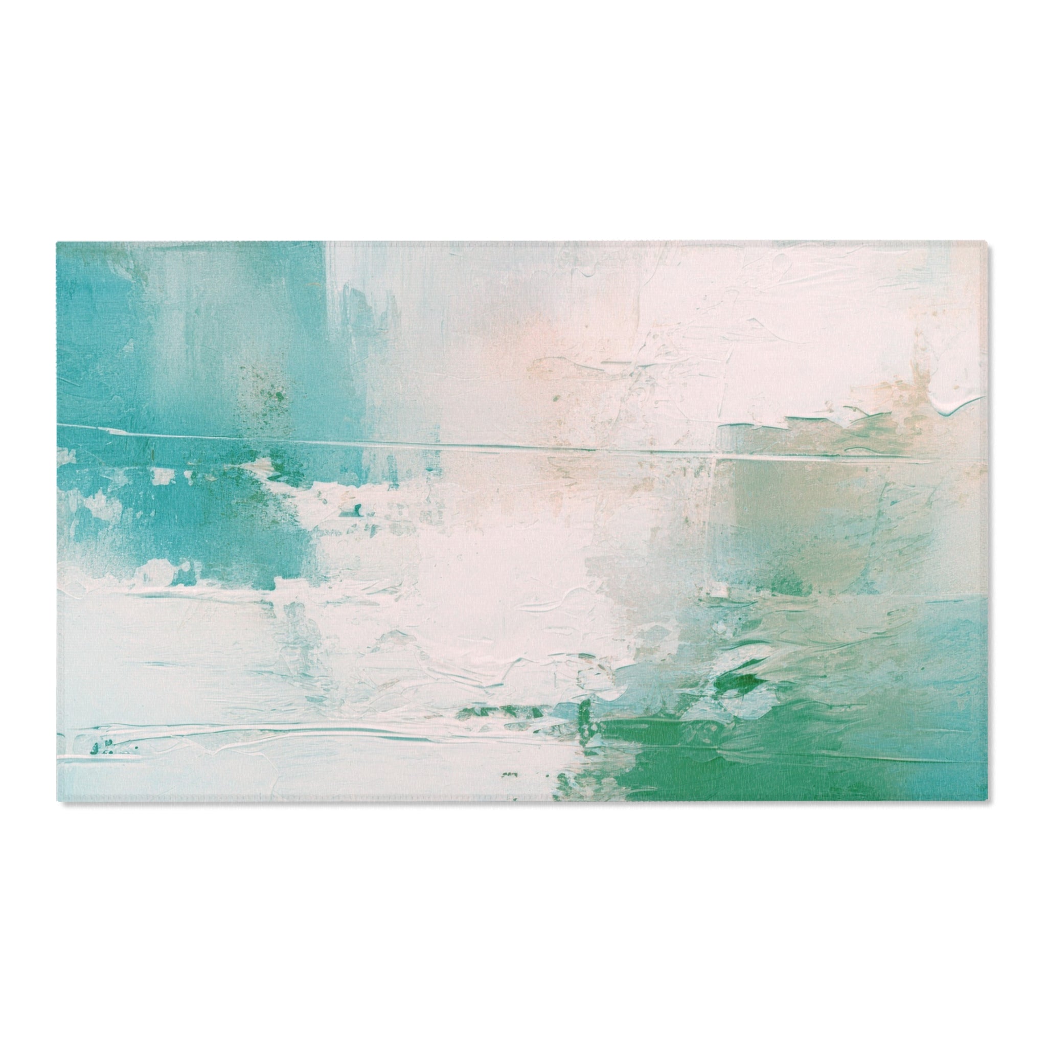 Modern Area Rug | Abstract Blush Pink, Teal Blue, Green