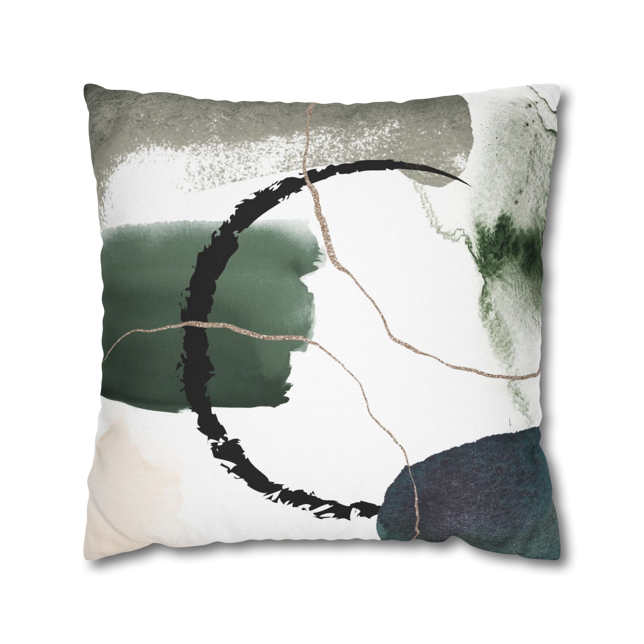 Green Abstract Pillow Cover | White Black Modern Pillowcase
