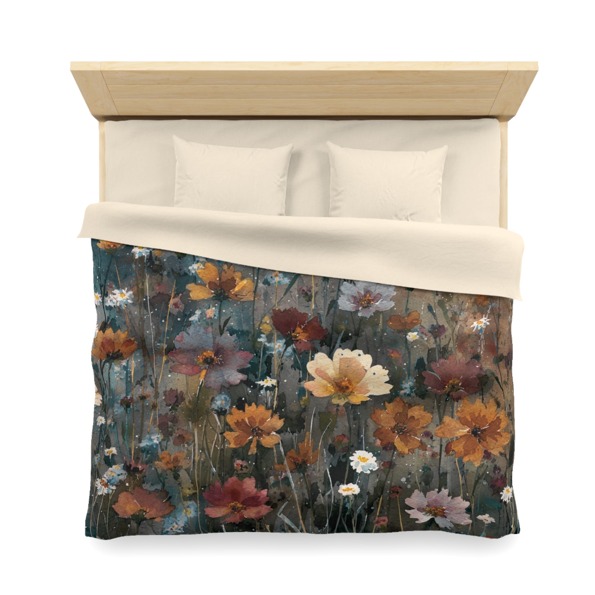 Floral Duvet, Pillow Cover | Teal Orange Bedroom Decor