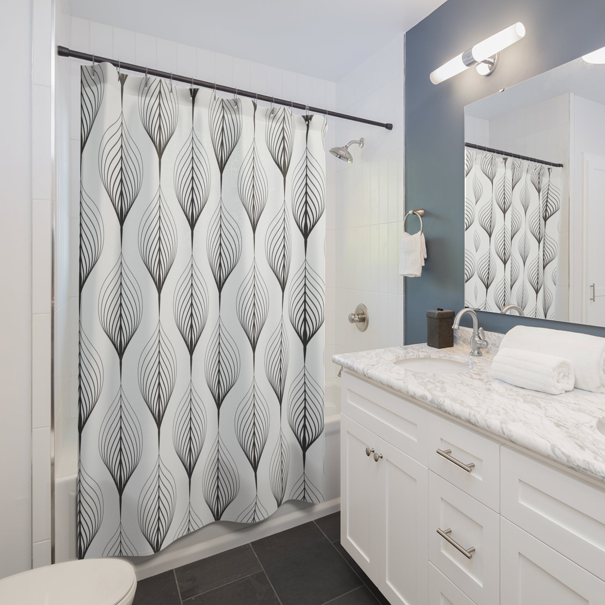 Art Deco Shower Curtain | Black White Bathroom Decor