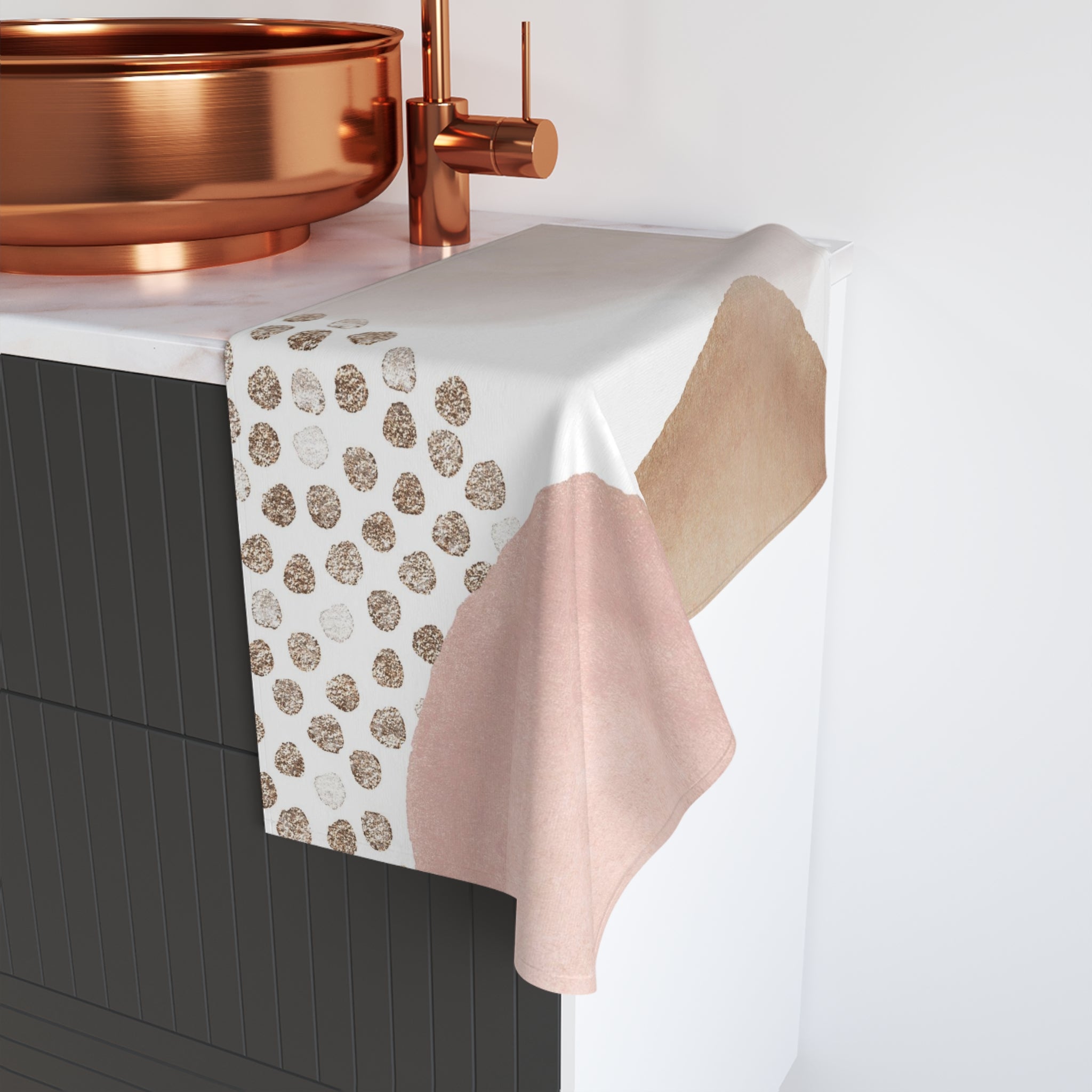 Abstract Kitchen, Bath Hand Towel | Blush Pink Beige Mat