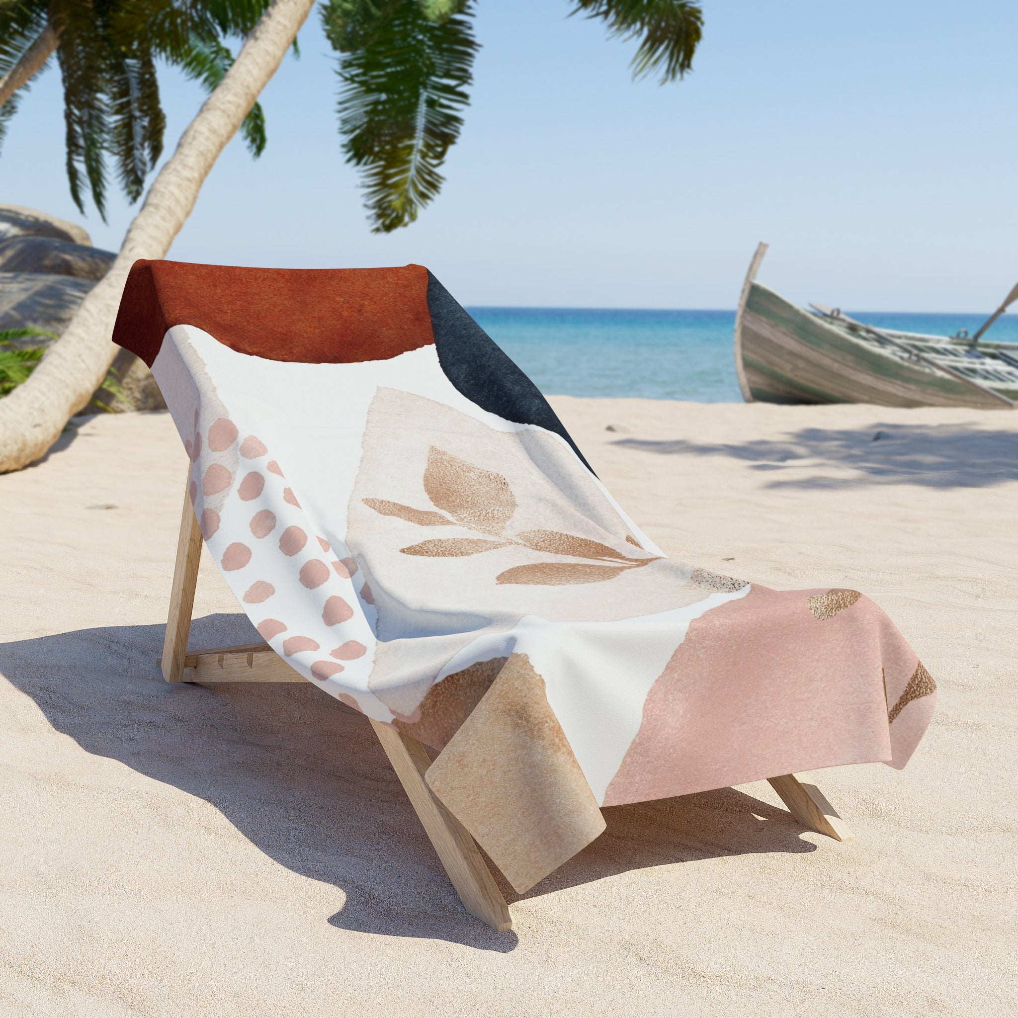 Bath, Beach Towel | Blush Pink, White, Beige Towel