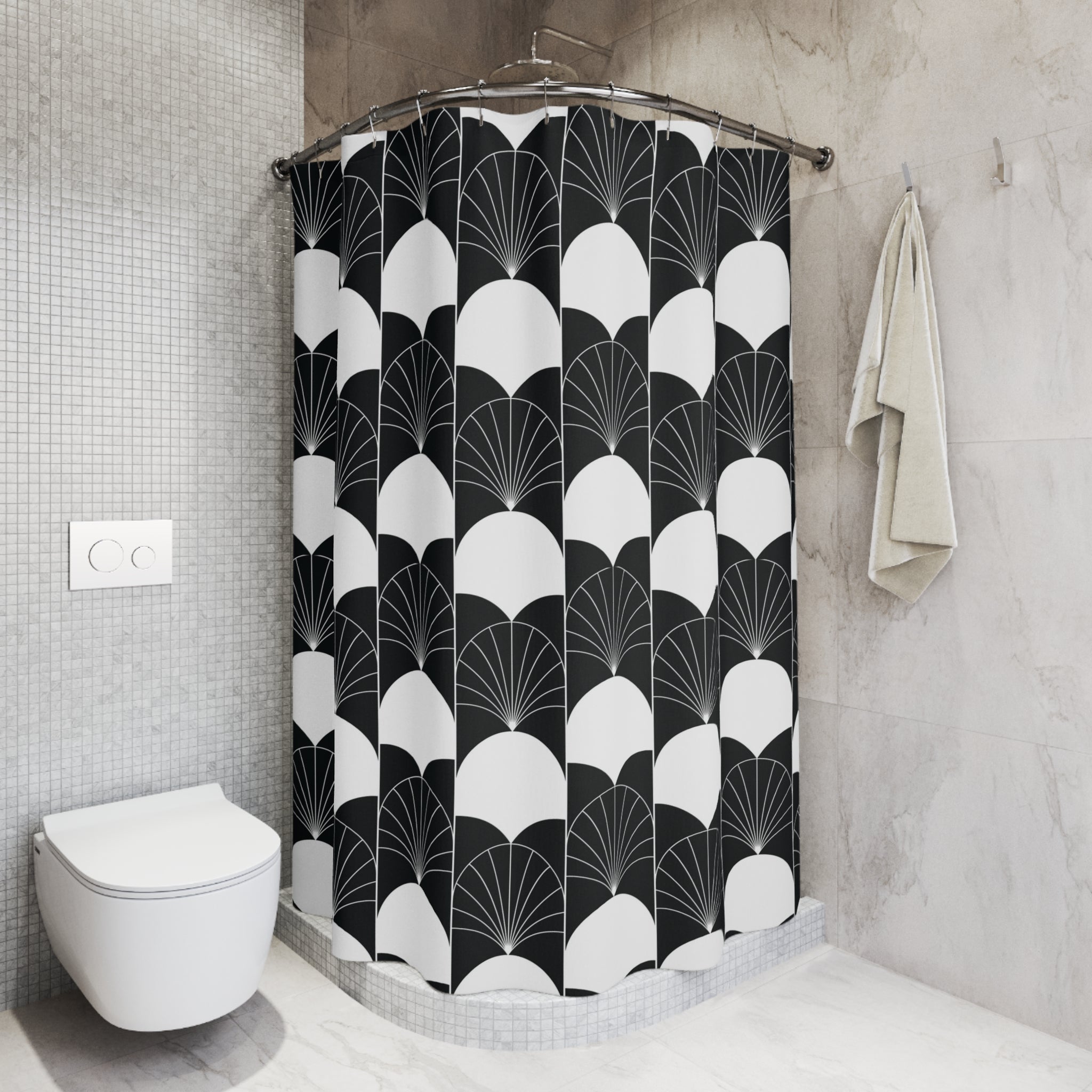Art Deco Shower Curtain | Black White Bathroom Decor