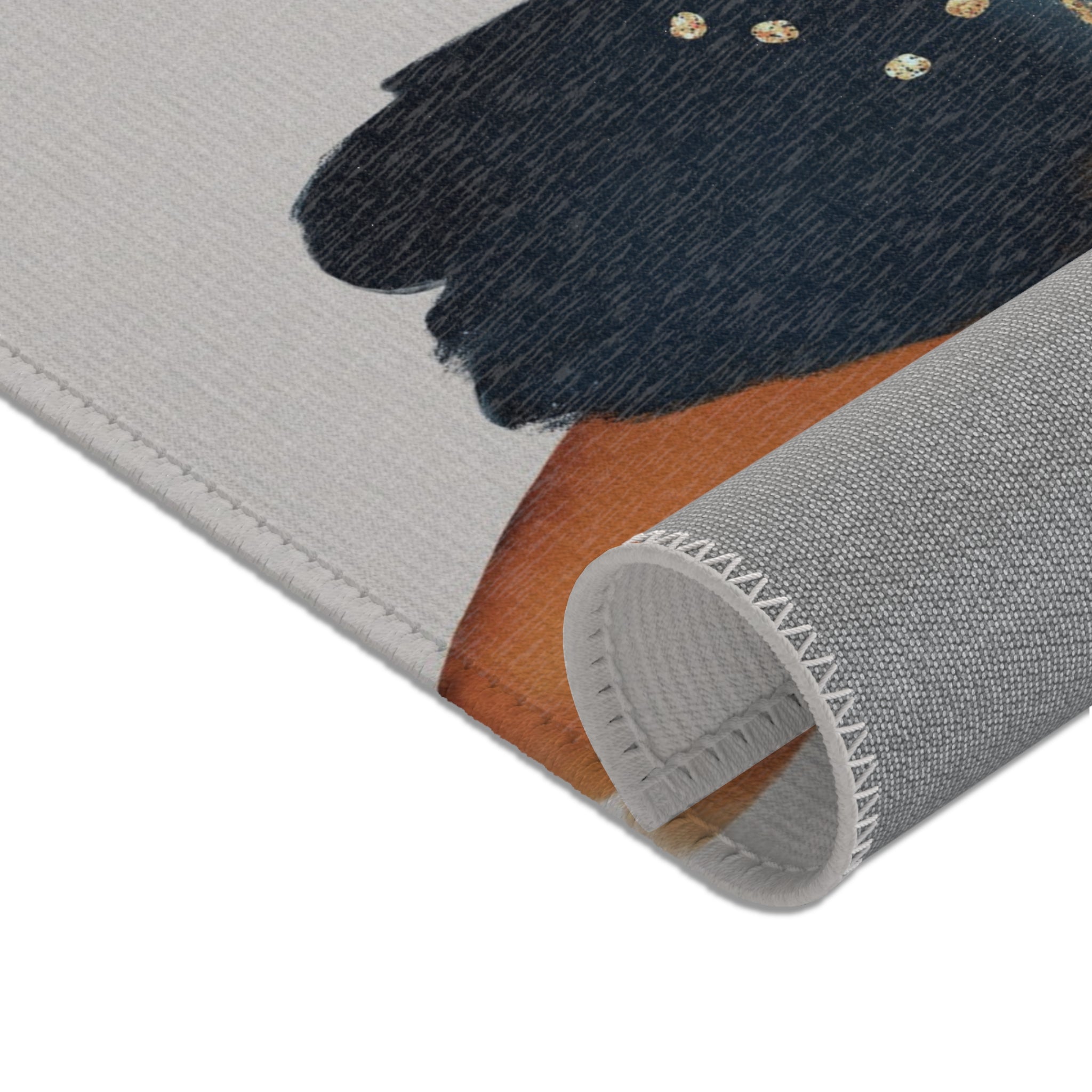 Abstract Area Rug | Modern Grey Rust, Navy Blue