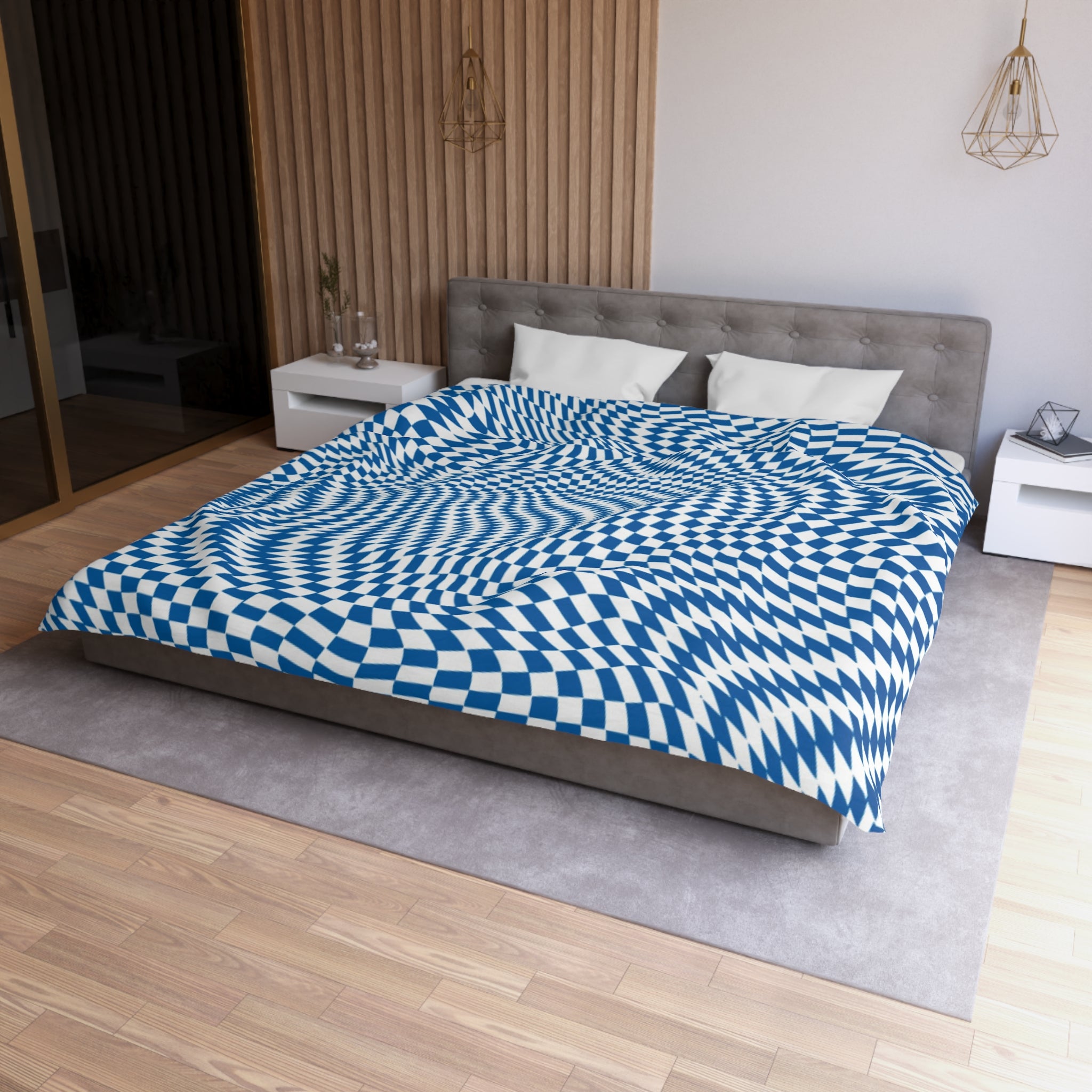 Retro Checkered Duvet Cover | Blue and white | Bedroom Decor