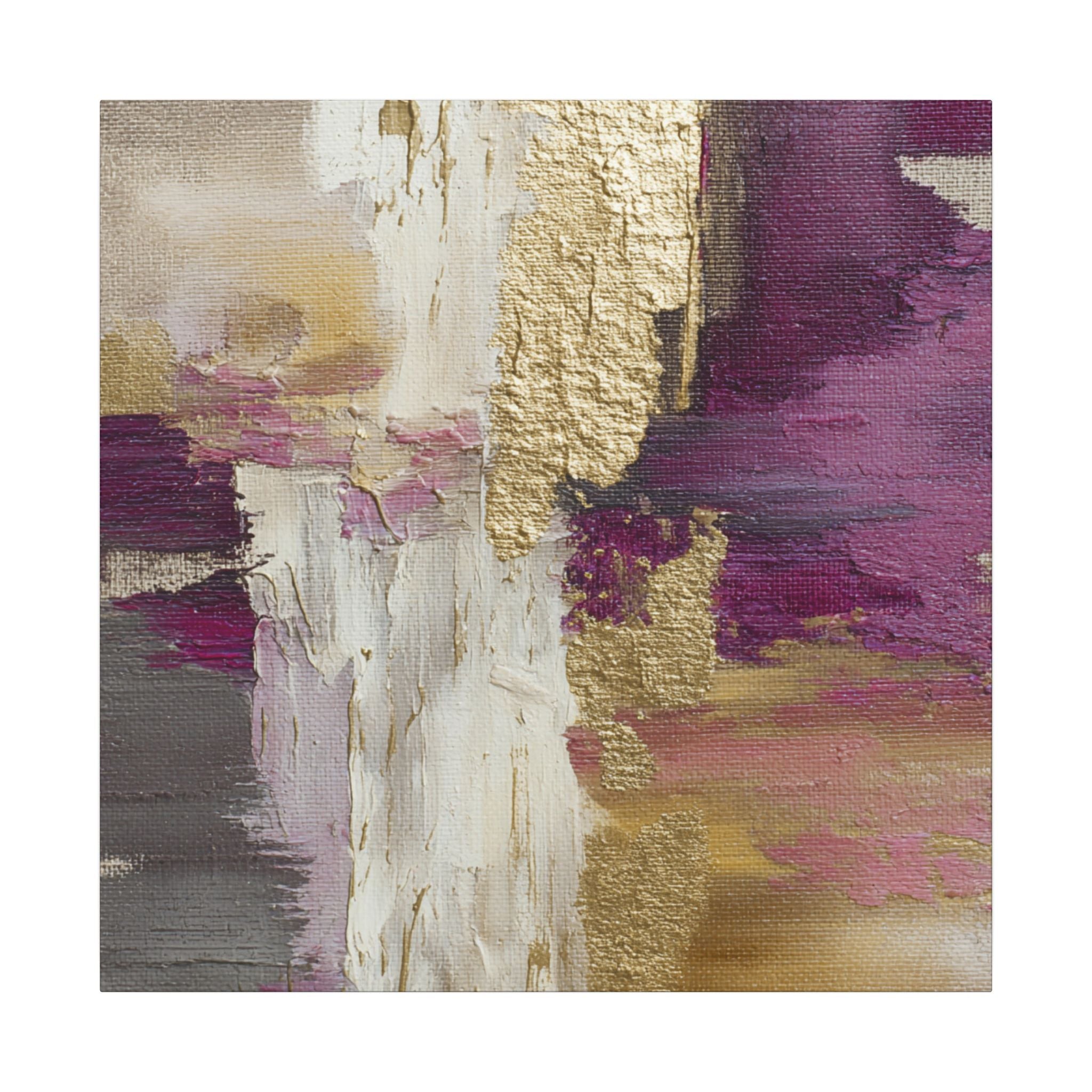Purple & Muted Gold Abstract Canvas Wall Art – Modern Luxe Minimalist Painting Print