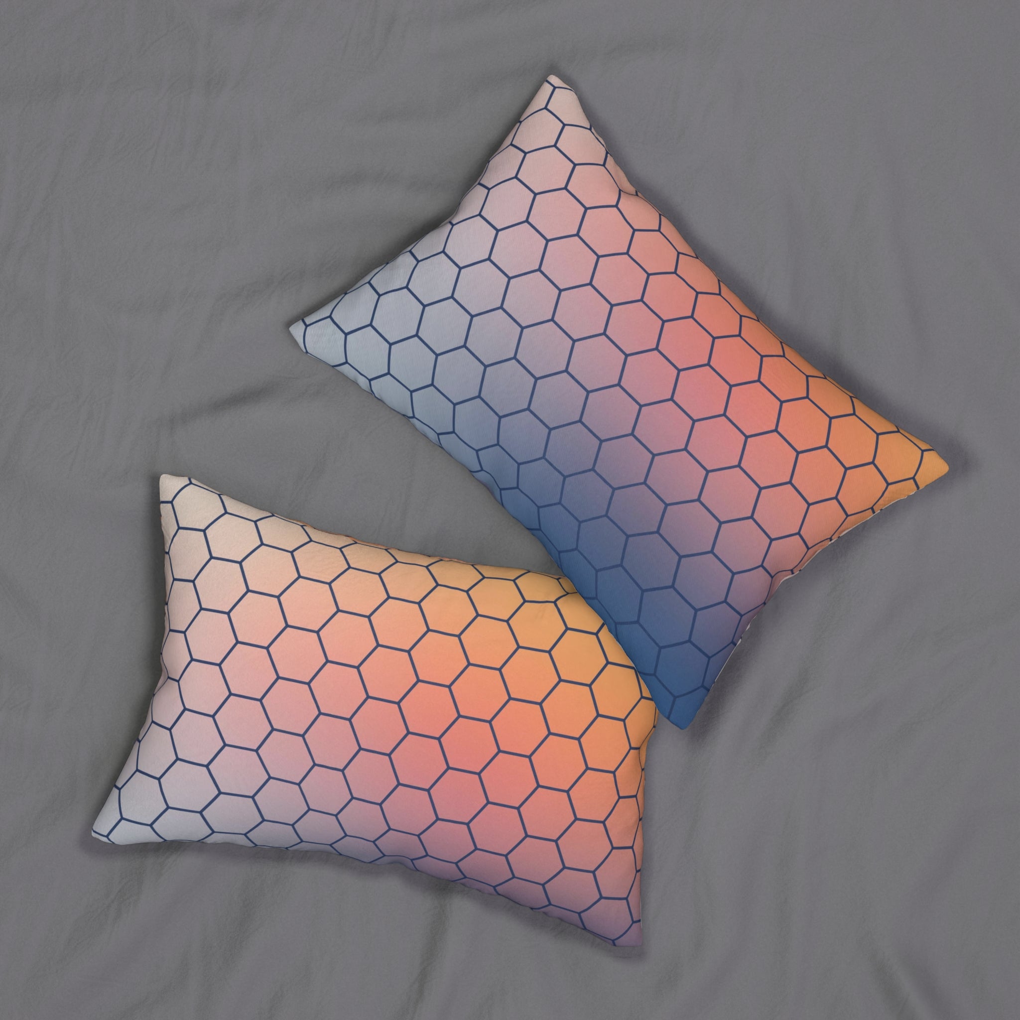Geometric Lumbar Pillow | Abstract Ombre, Blue Pink