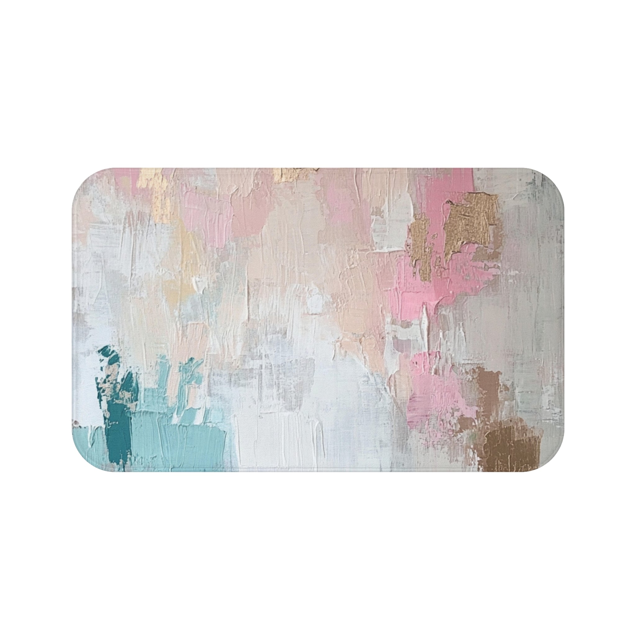 Pink Bath Mat | Abstract Teal Blue Ombre Kitchen Mat
