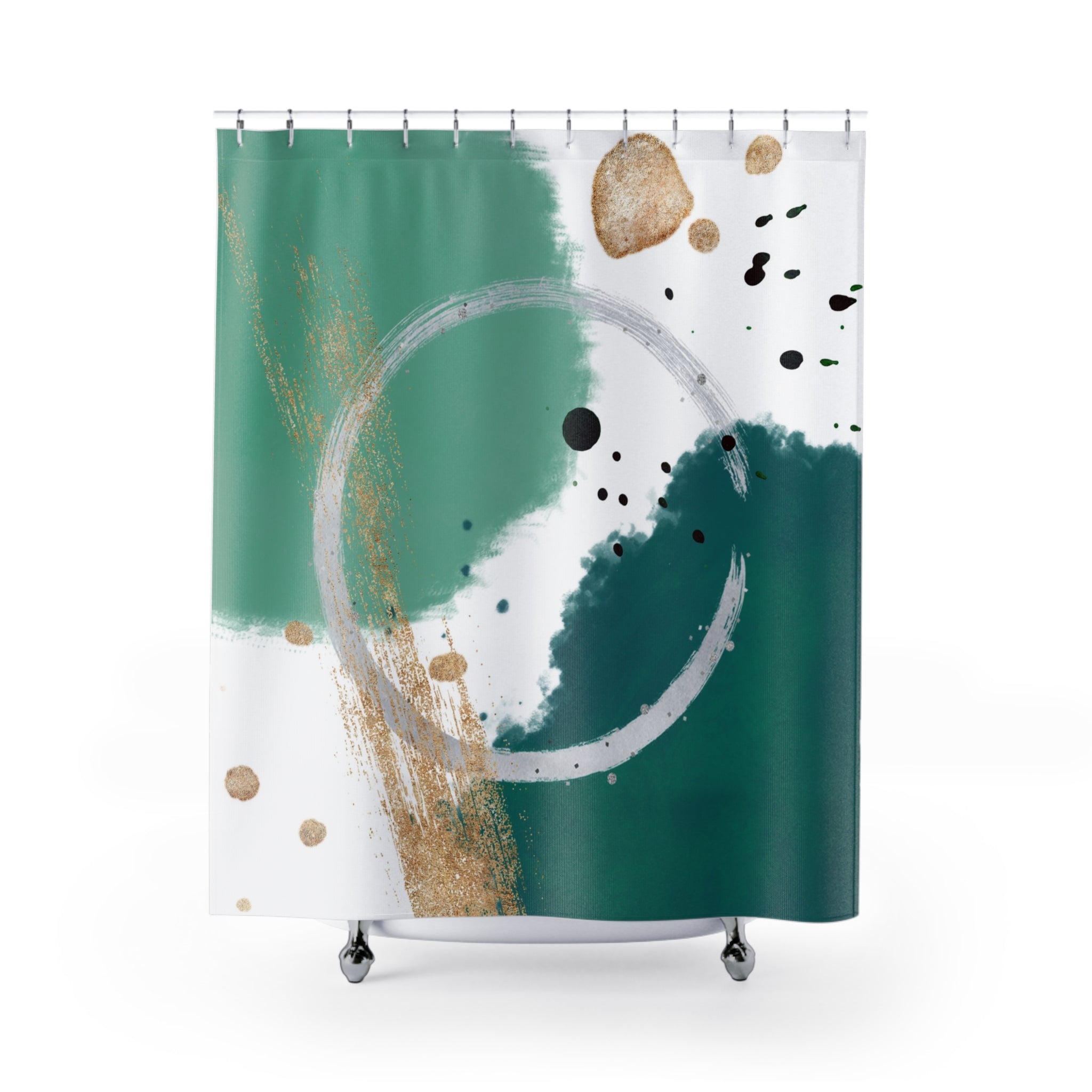 Abstract Shower Curtain | Sage, Sea Green White