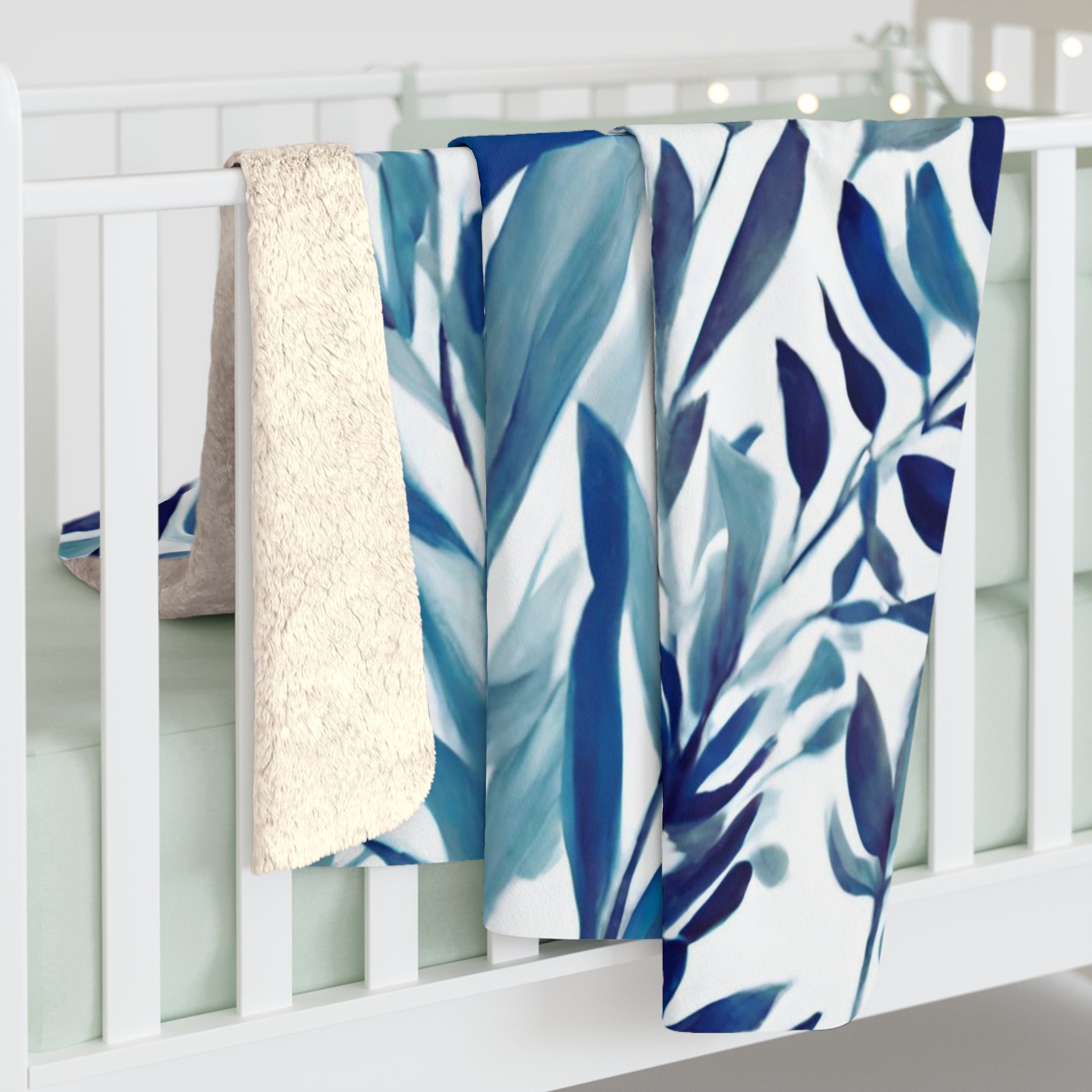 Comfy Blanket | Floral Indigo Navy Teal Blue Leaves