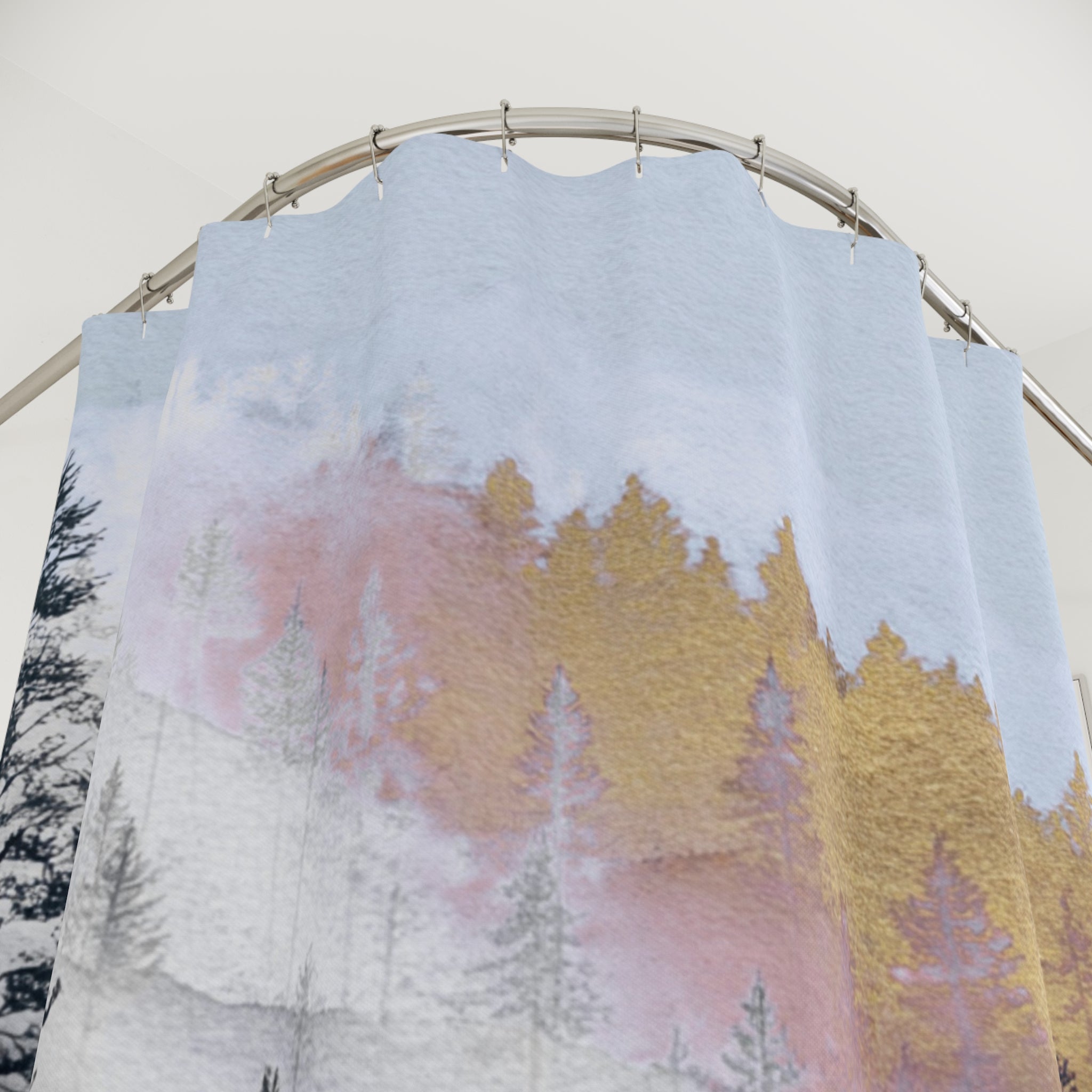 Moody Forest Shower Curtain | Misty Pine Tree Bathroom Decor