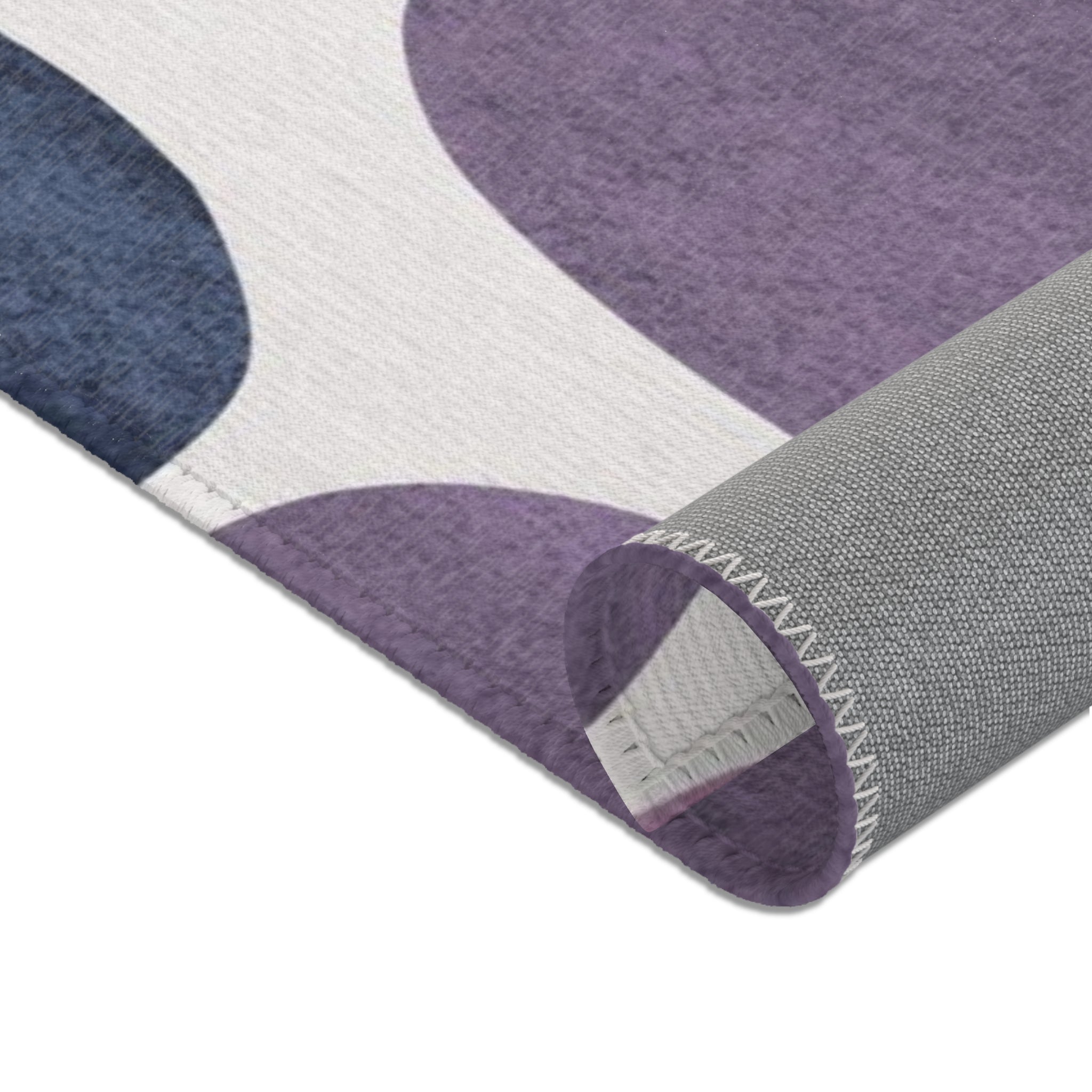Abstract Boho Area Rug | Navy Blue, Lavender Lilac Purple Watercolor