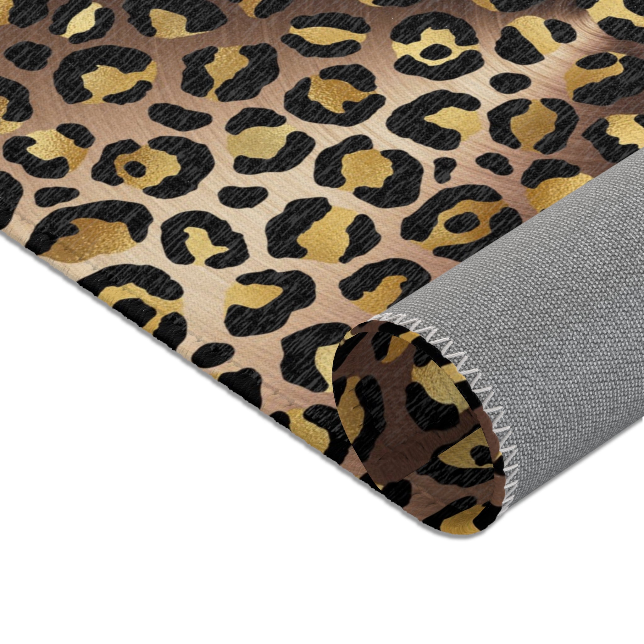 Beige Leopard Large Area Rug | Gold Brown, Black Animal Print