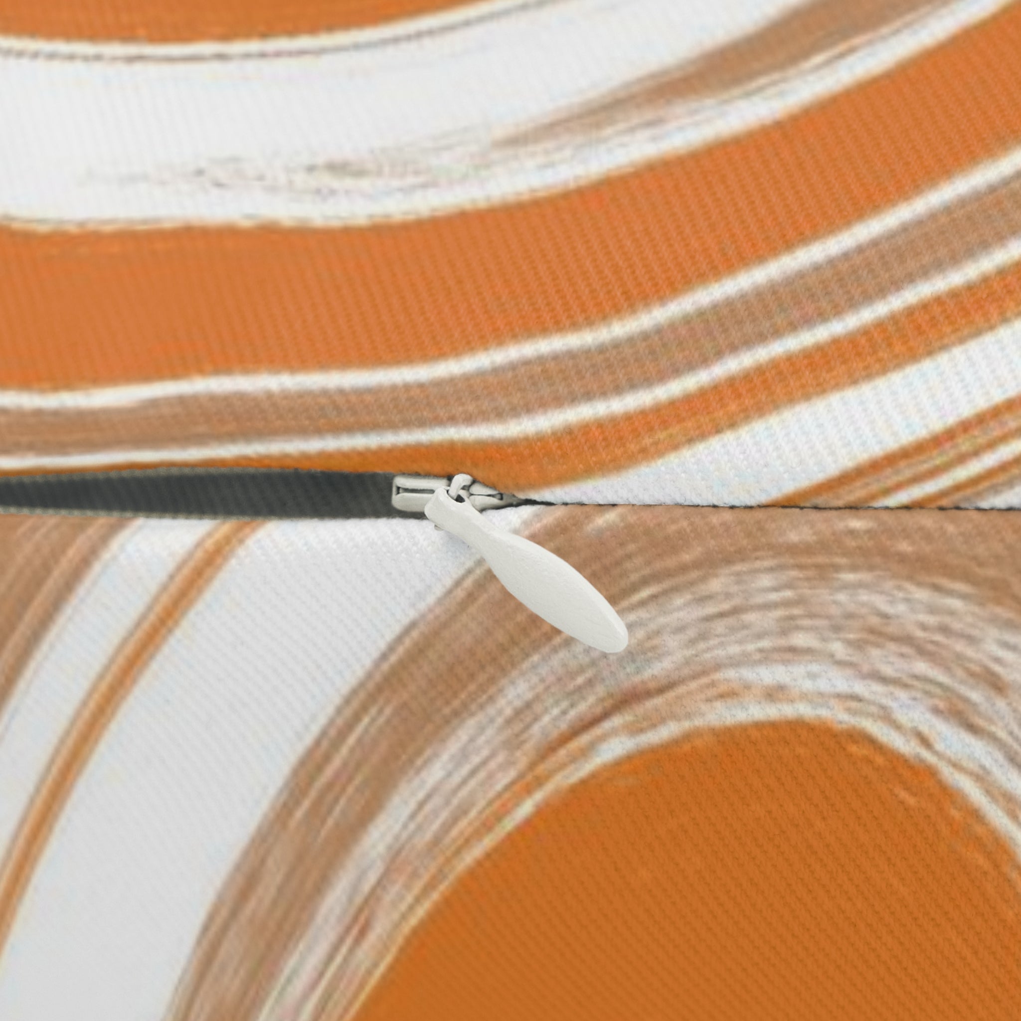 Abstract Lumbar Pillow | Orange Beige White Marble