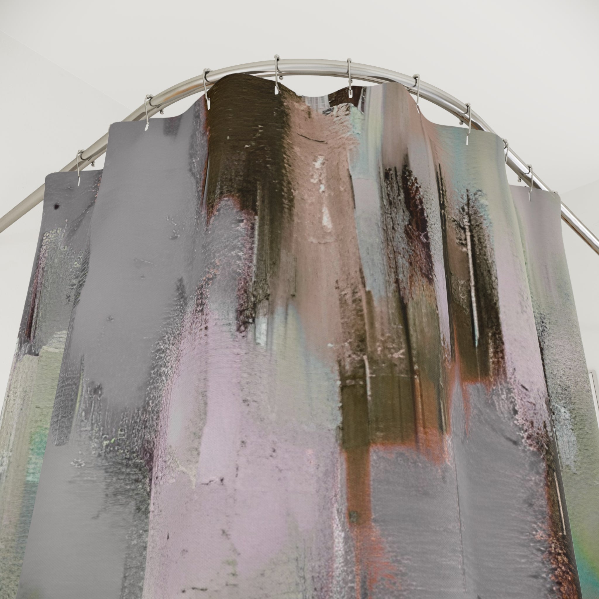 Abstract Shower Curtain | Earthy Neutral Fabric Curtain