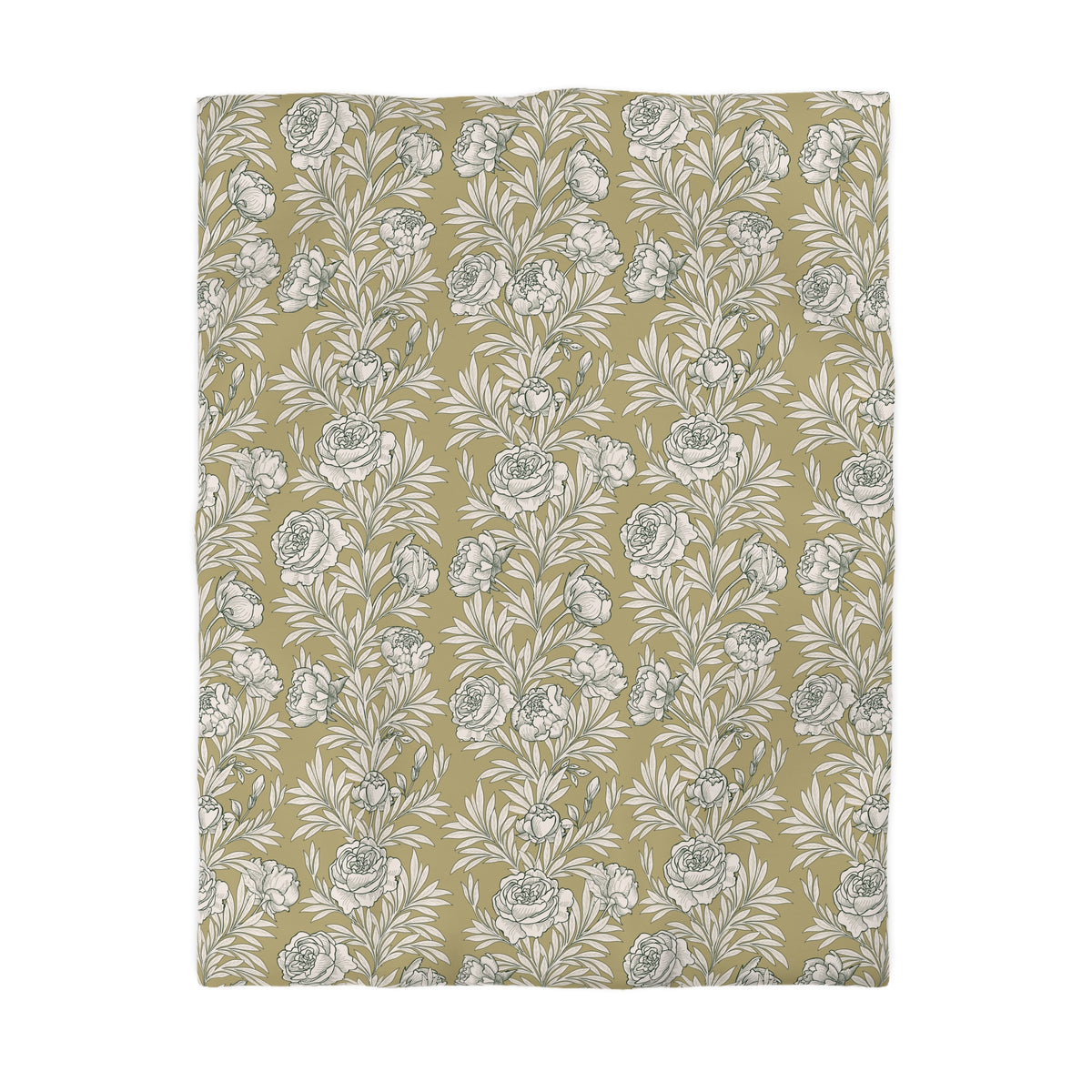 a repeating pattern of white flowers on a beige background.