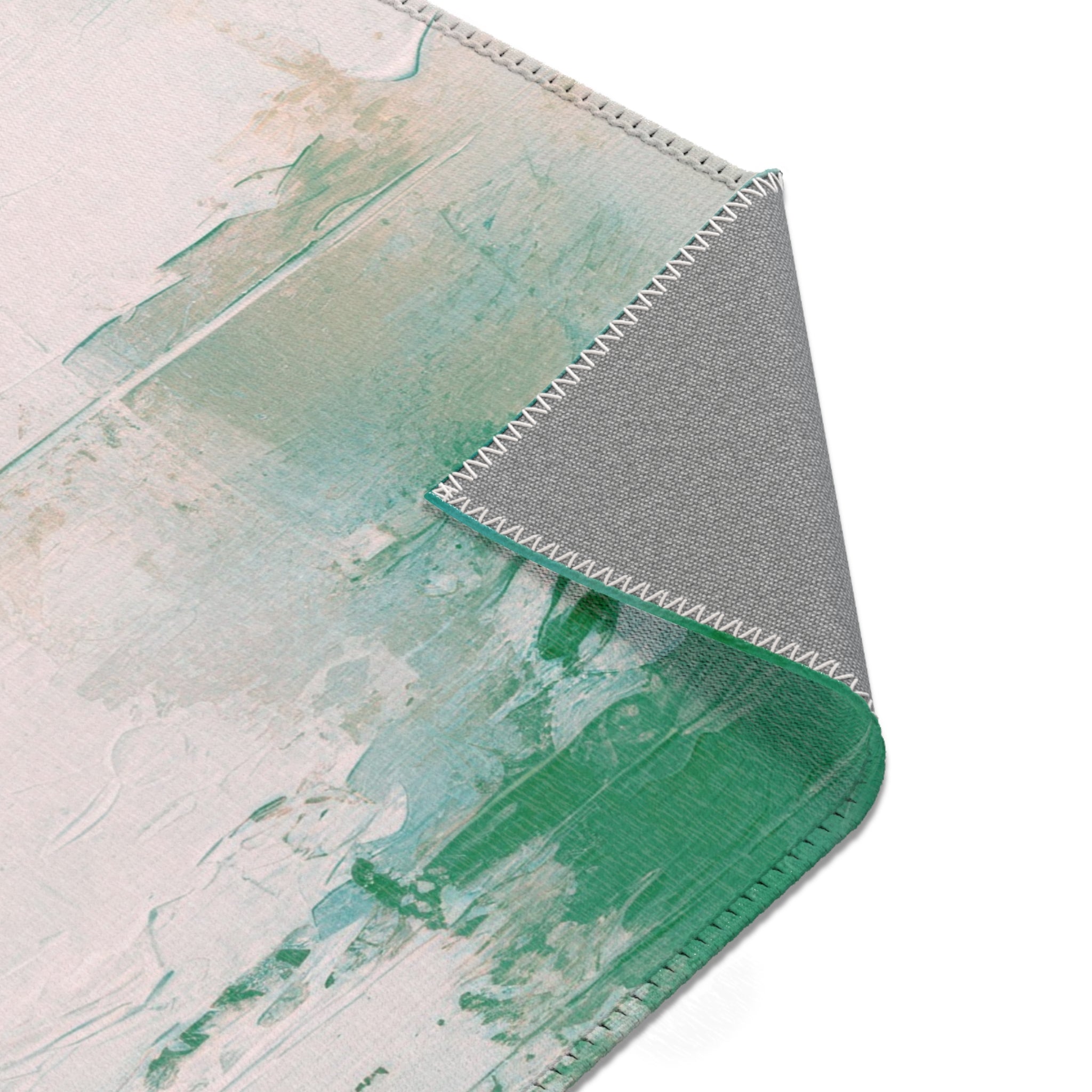 Modern Area Rug | Abstract Blush Pink, Teal Blue, Green