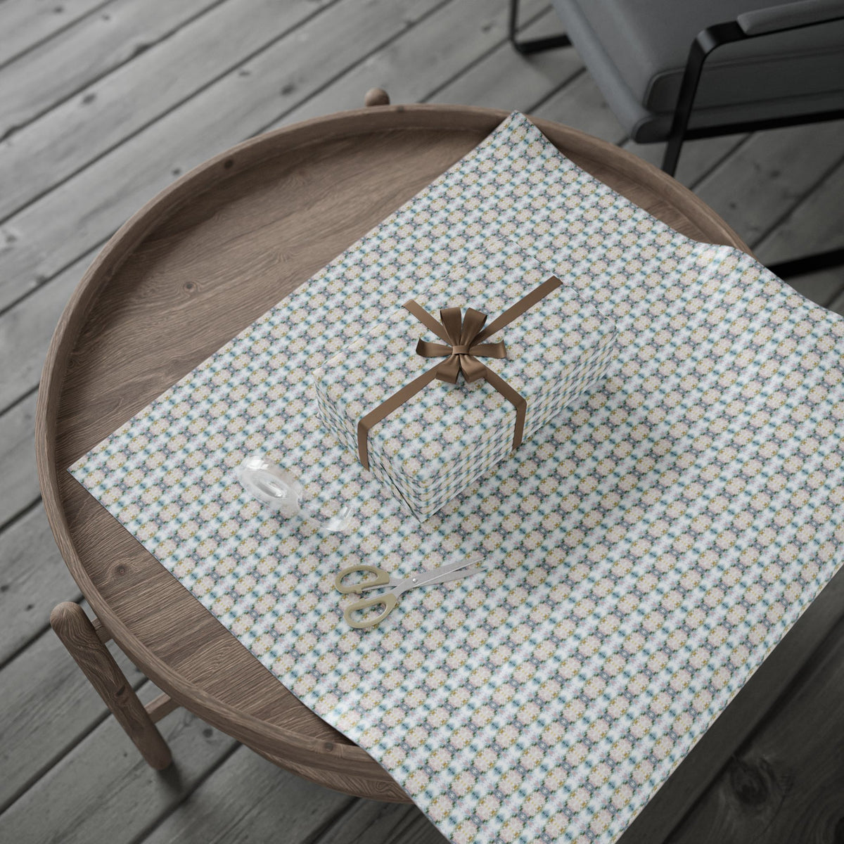 Soft Grey Blush Mustard Watercolor Wrapping Paper, Gift Wrap