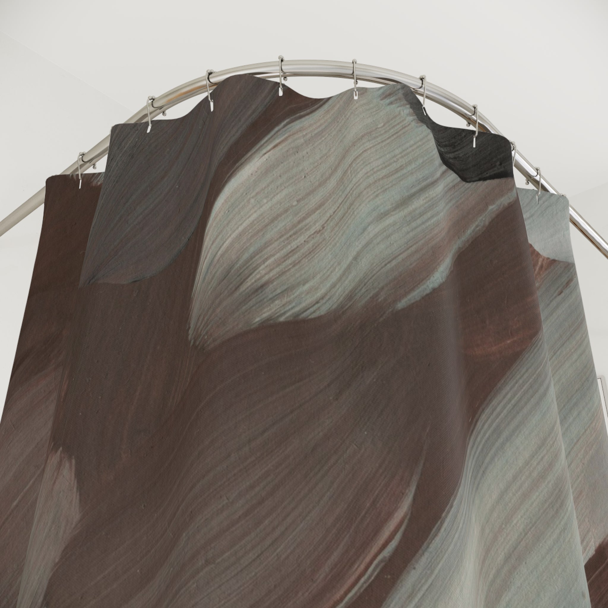 Abstract Shower Curtain | Earthy Brown Beige, Grey Watercolor