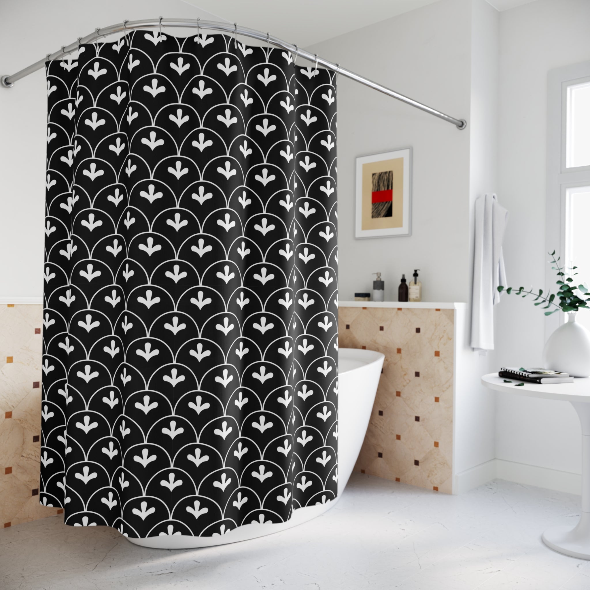 Art Deco Shower Curtain | Black White Bathroom Decor