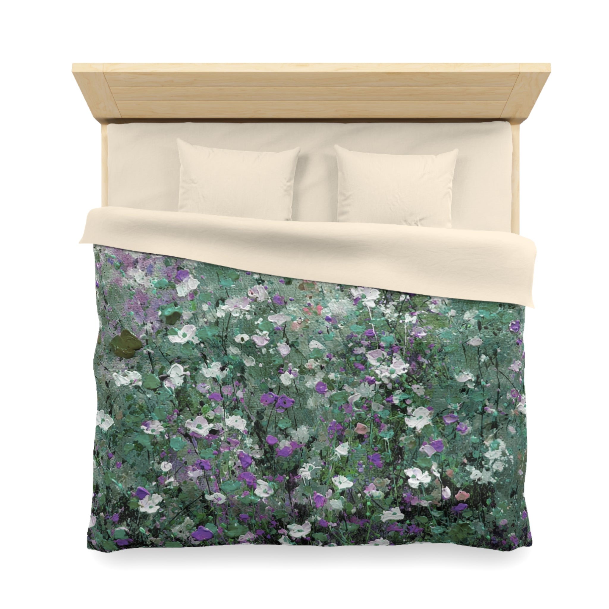 Floral Duvet, Pillow Cover | Green Purple Bedroom Decor