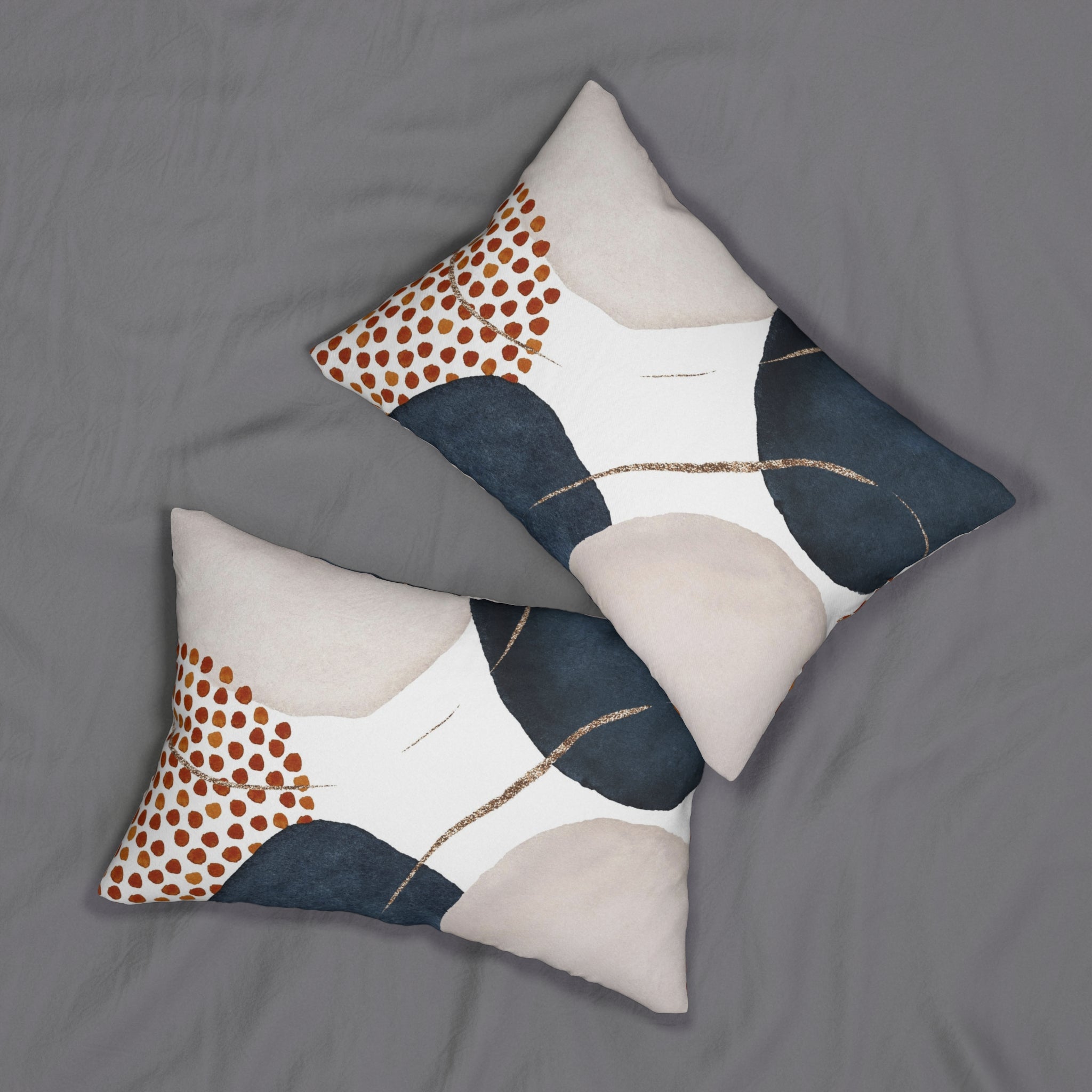 Abstract Lumbar Pillow | Navy Blue, Cream Rust